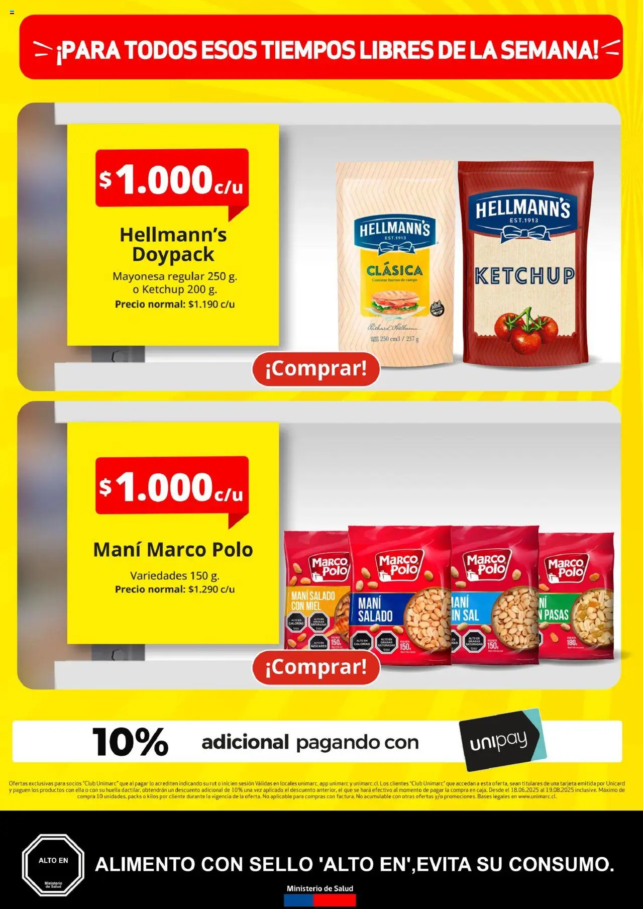Unimarc ofertas  │ válido desde el 18.06.2025 | Página: 12 | Productos: Sal, Mani, Mayonesa, Ketchup
