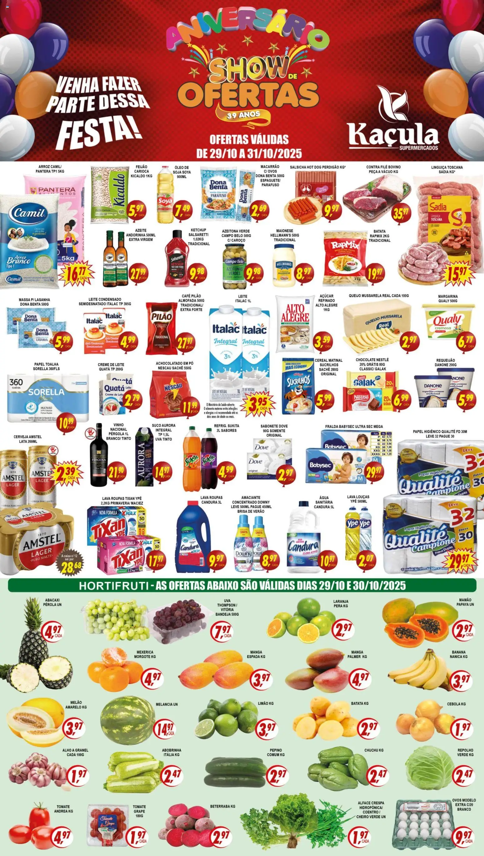 Kaçula Folheto - válido de 29.10.2025 | Página: 1 | Produtos: Azeitonas, Chocolate, Abacaxi, Creme de leite