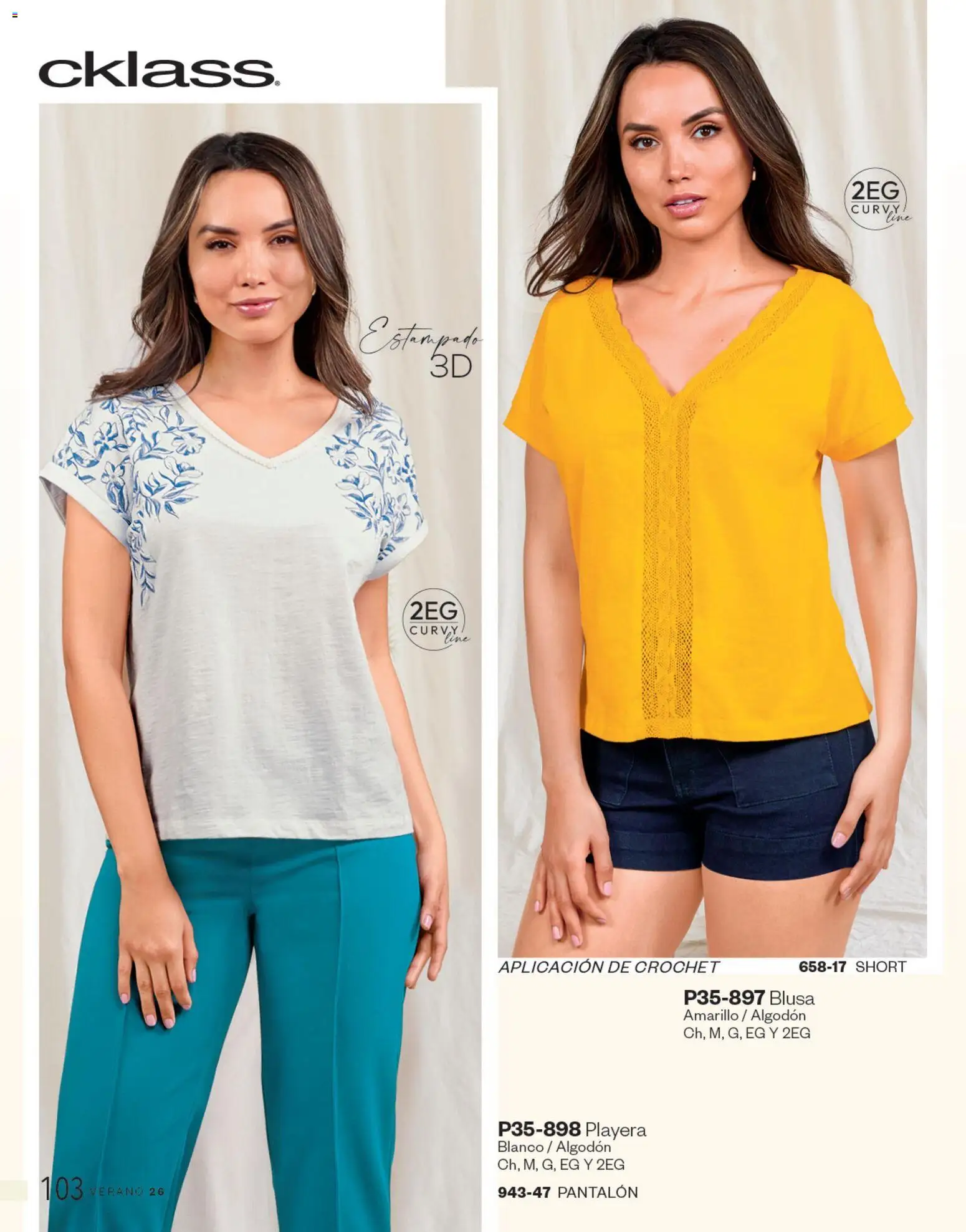 Nuevas ofertas de Cklass válidas en toda la República Mexicana desde el 05.03.2026. ¡Encuentra las mejores ofertas en Cklass catálogo Complemento Verano Ropa! | Página: 104 | Productos: Blusa, Algodón, Playera, Short