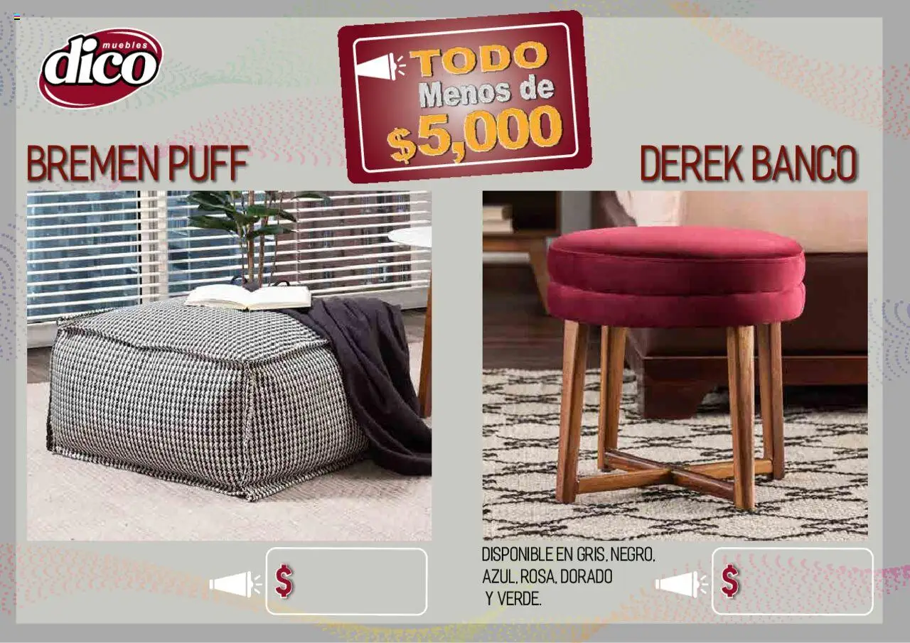 Nuevas ofertas de Muebles Dico válidas en toda la República Mexicana desde el 12.02.2025. ¡Encuentra las mejores ofertas en Muebles Dico catálogo Todo Menos! | Página: 62 | Productos: Banco