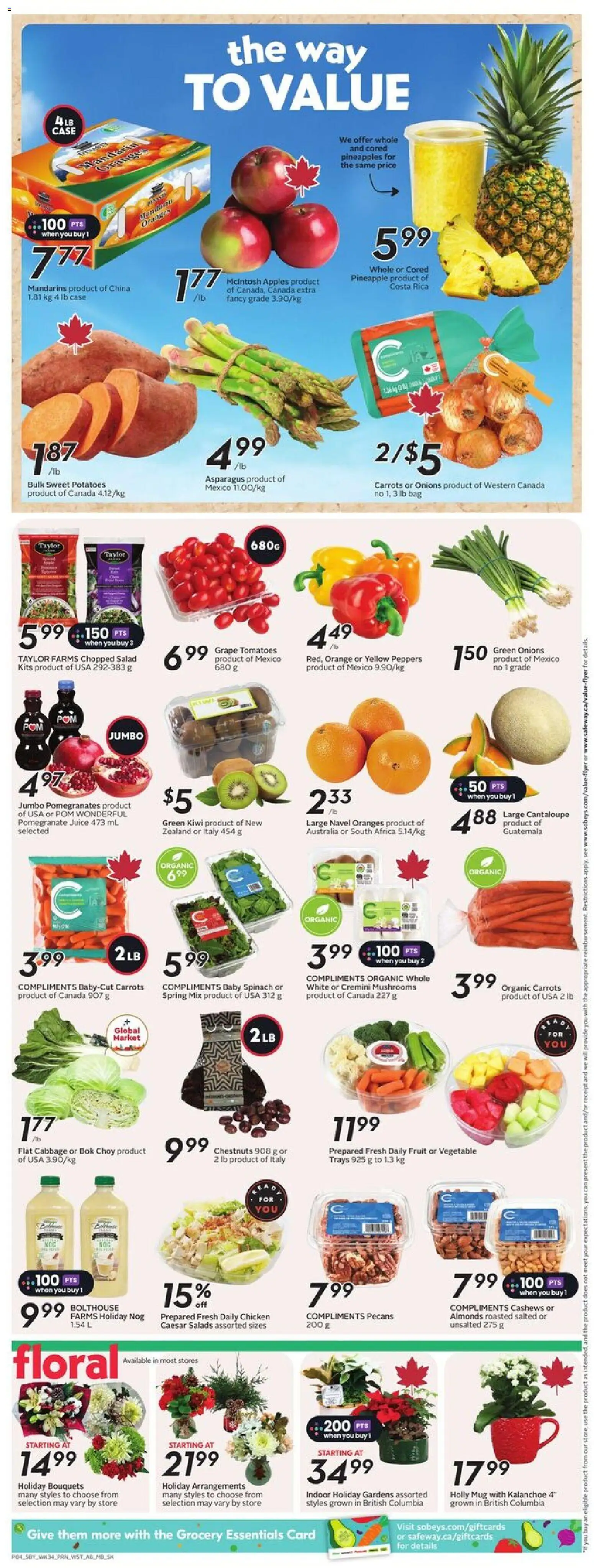 Safeway flyer valid from 18.12.2025 | Page: 7 | Products: Pineapple, Salad, Case, Tomatoes