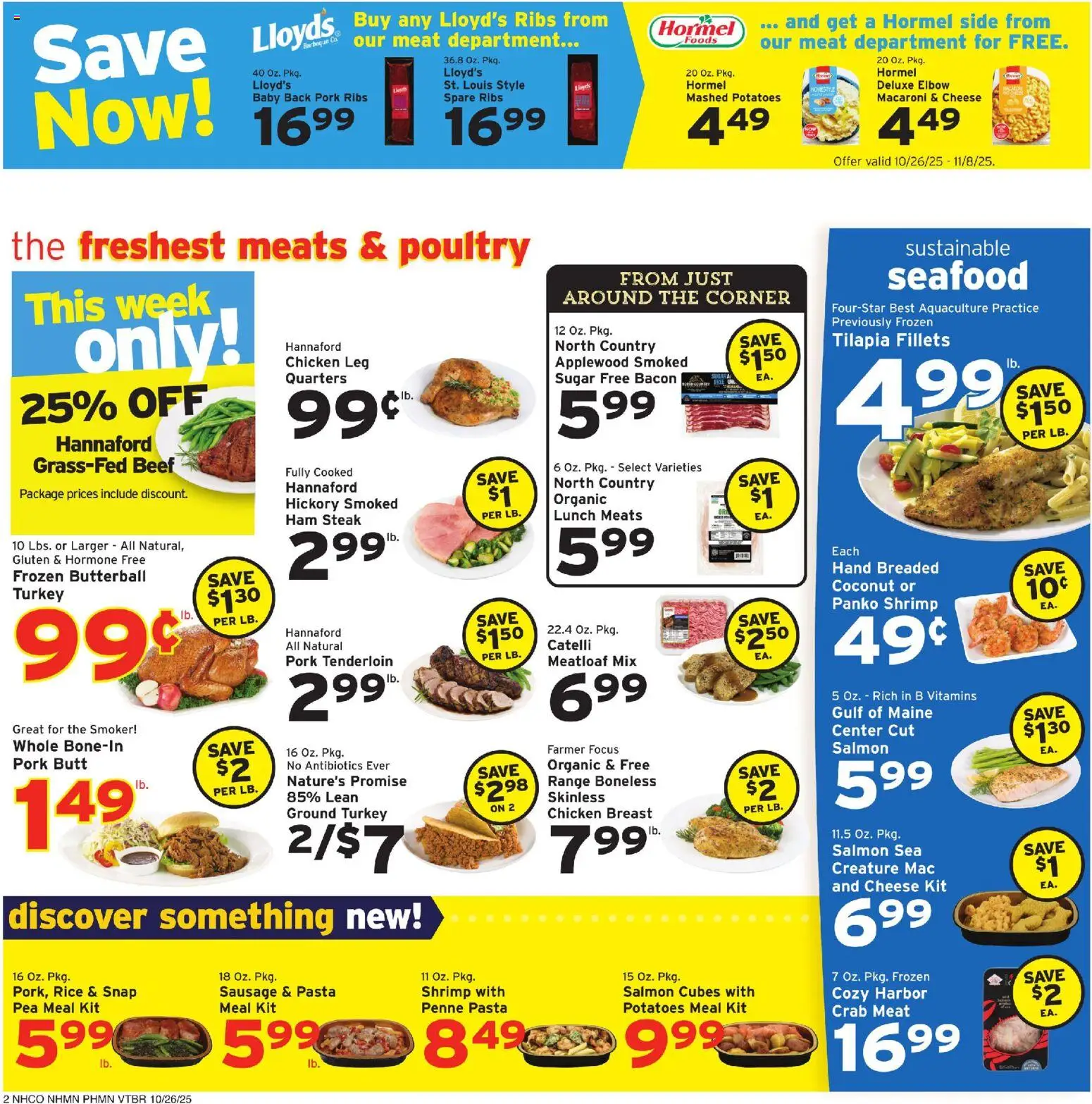 Hannaford Weekly Ad - valid from 26.10.2025 | Page: 4 | Products: Ham, Pork, Sugar, Poultry