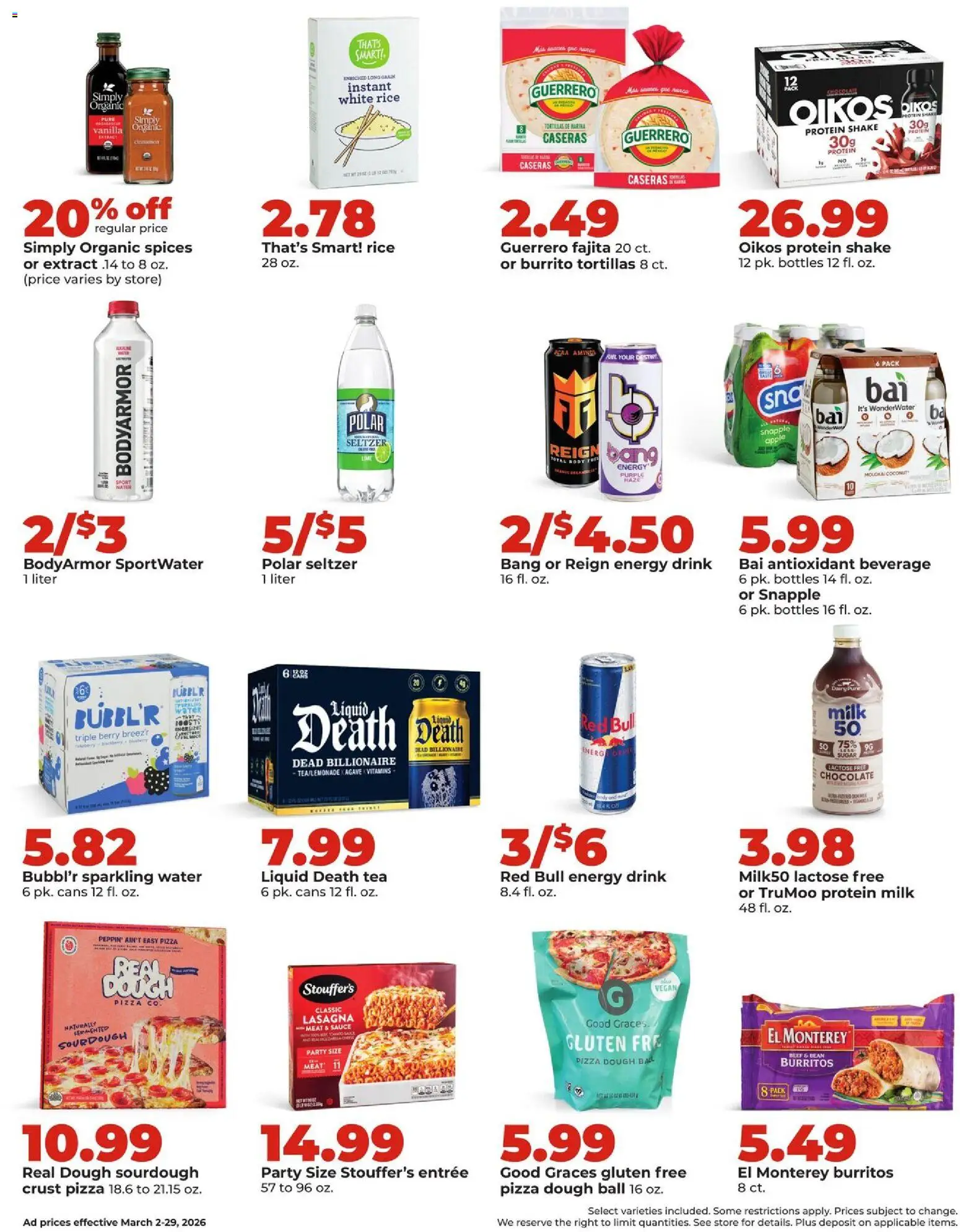 HyVee Monthly Ad - valid from 02.03.2026 | Page: 11 | Products: Milk, Chocolate, Pizza, Water