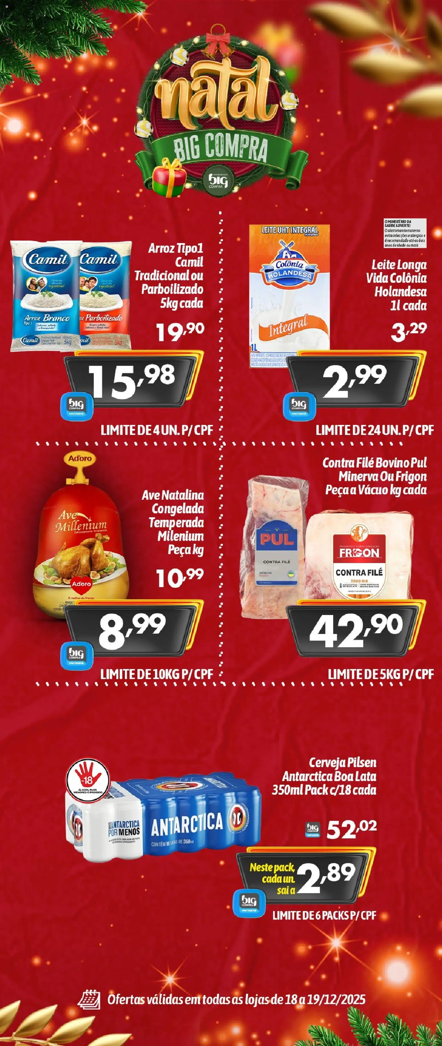Big Compra Folheto - válido de 18.12.2025 | Página: 1 | Produtos: Frigorífico, Contra filé, Cerveja, Arroz