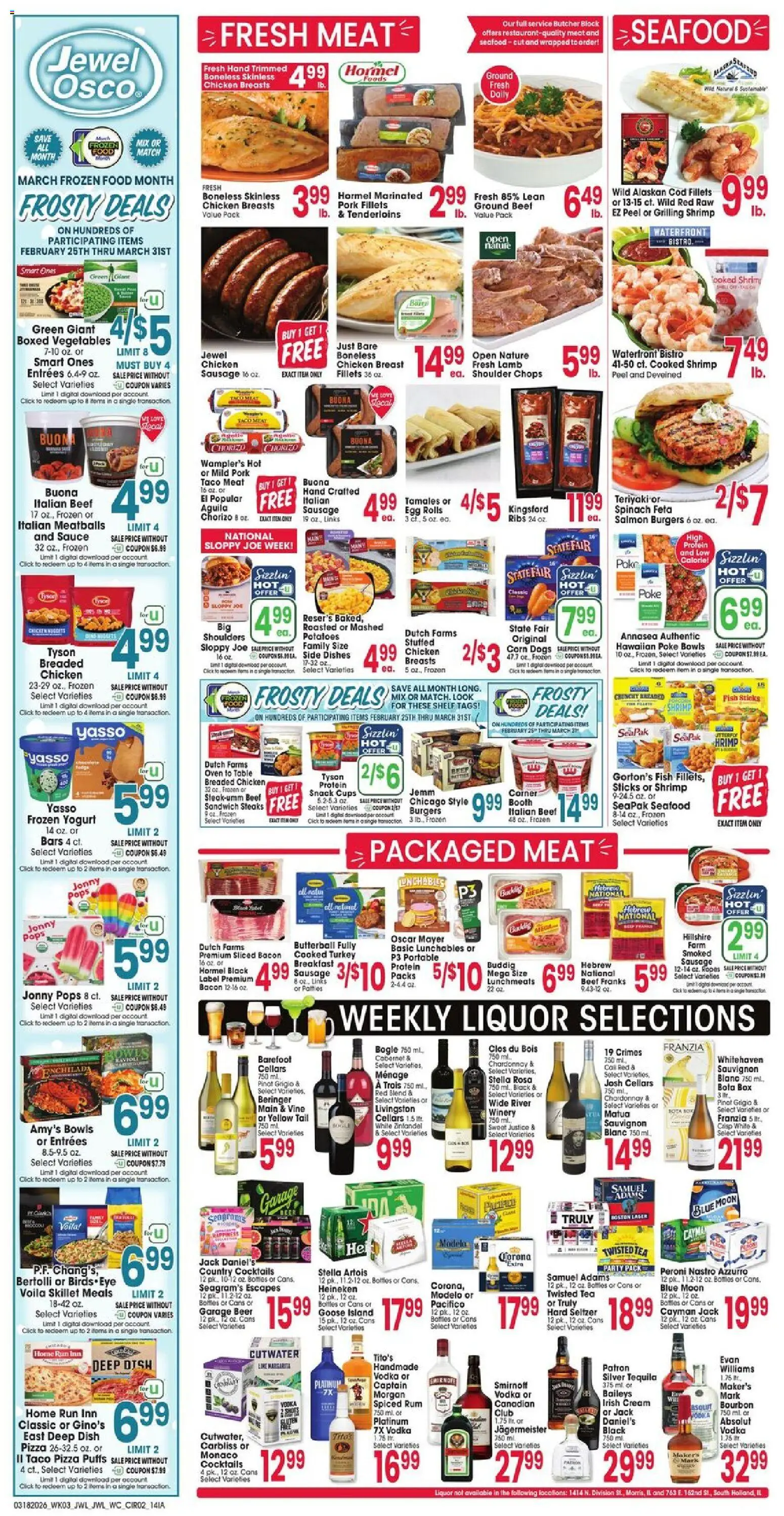 Jewel Osco Weekly Ad - IA - valid from 18.03.2026 | Page: 2 | Products: Table, Spinach, Yogurt, Sausage