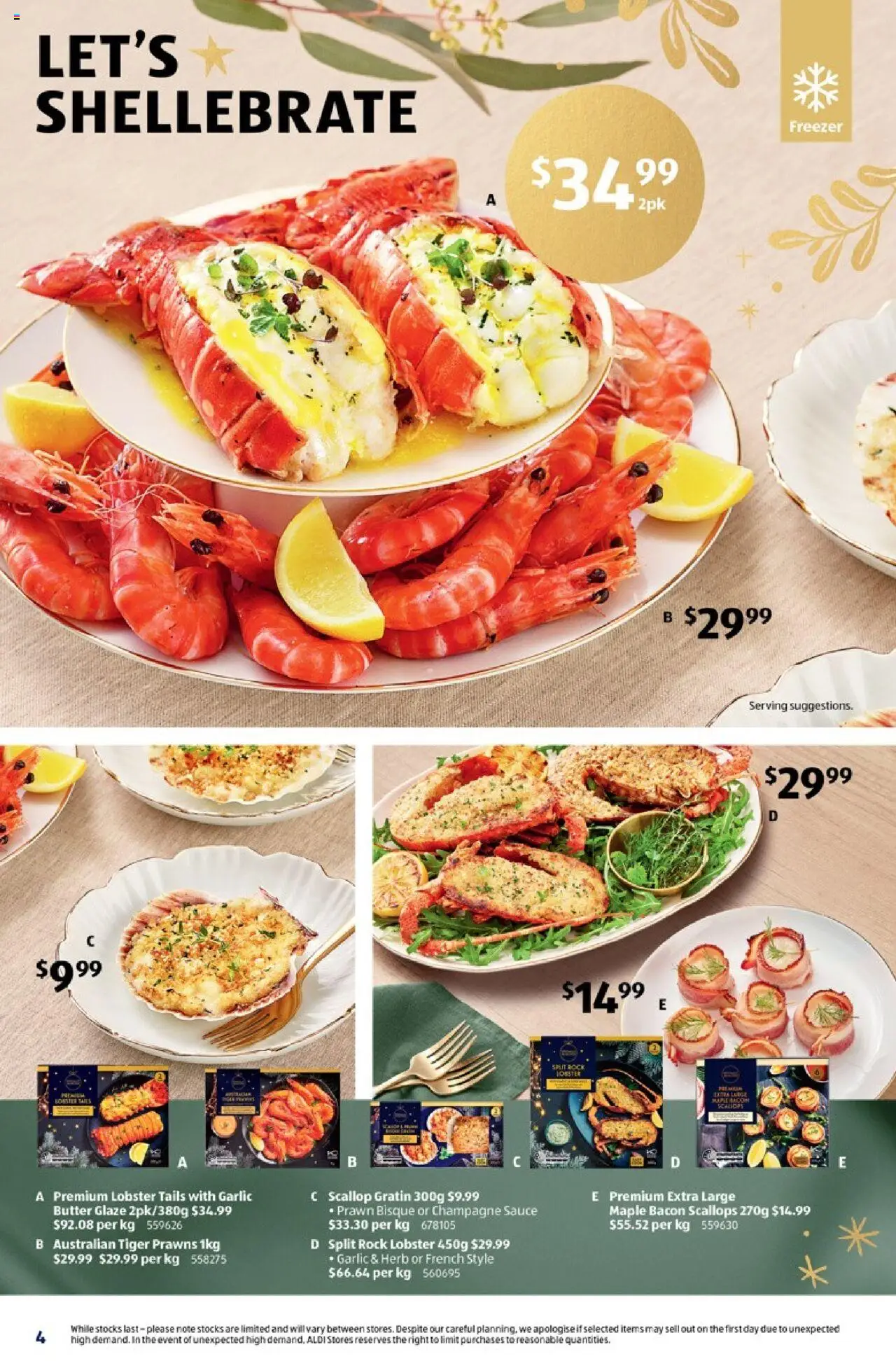 Aldi catalogue - valid from 22.10.2025 | Page: 4 | Products: Butter, Prawns, Sauce, Freezer