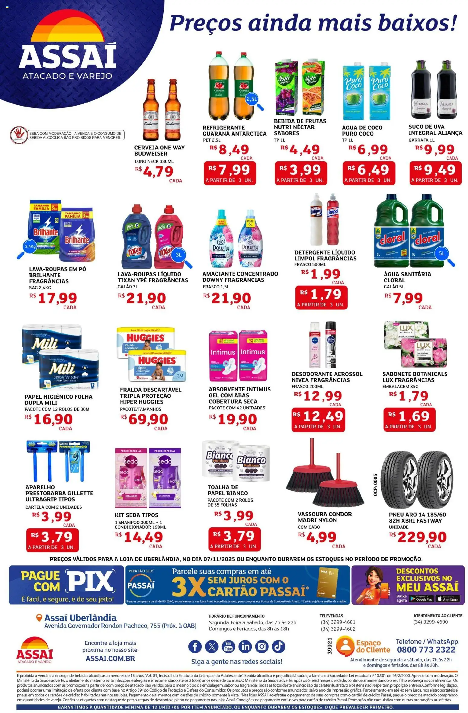 Assaí Atacadista Folheto - válido de 07.11.2025 | Página: 2 | Produtos: Cerveja, Bebida, Refrigerante, Absorvente