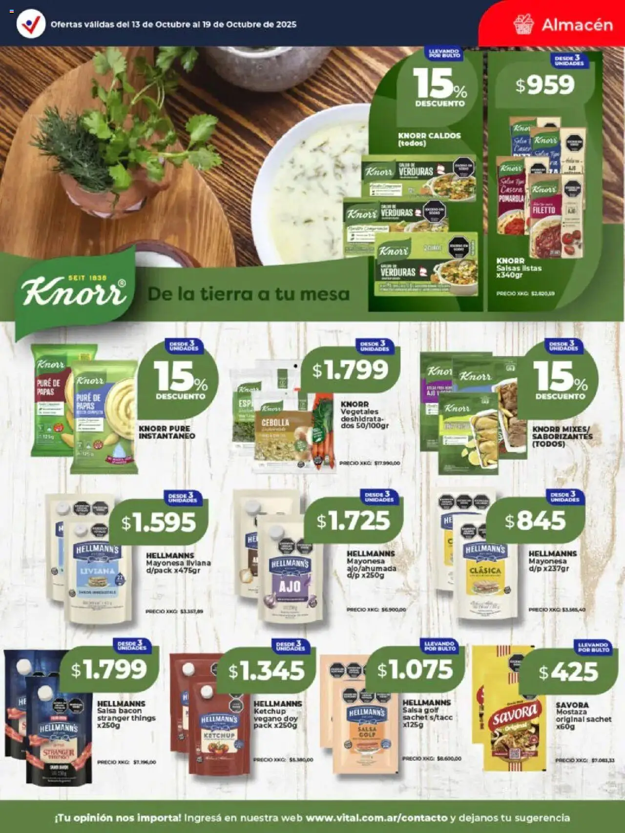 Vital - Ofertas - Abasto │ válido desde el 13.10.2025 | Página: 18 | Productos: Cebolla, Mayonesa, Mostaza, Salsa Golf