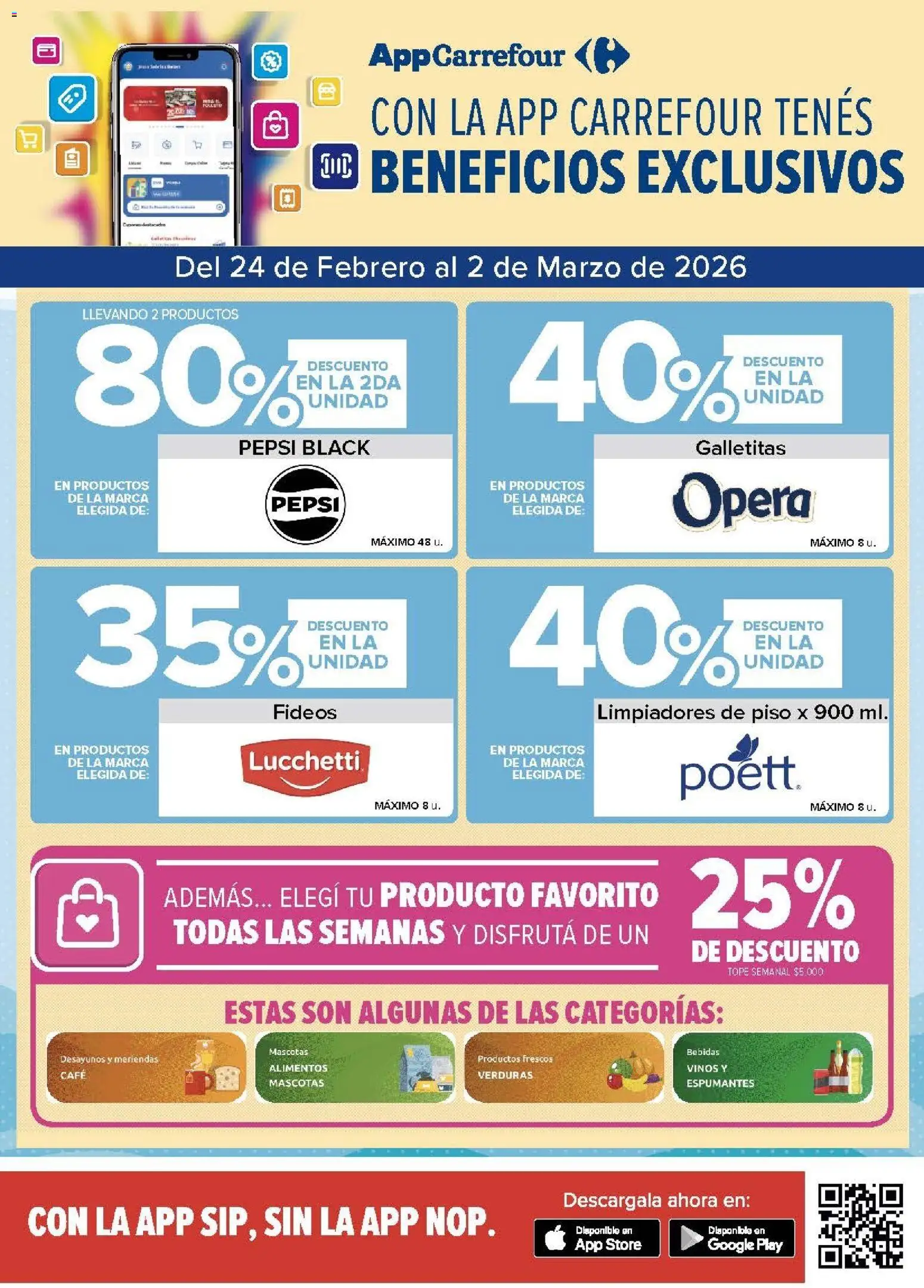 Carrefour -Disfrutá el verano │ válido desde el 24.02.2026 | Página: 2 | Productos: Galletitas, Café, Fideos