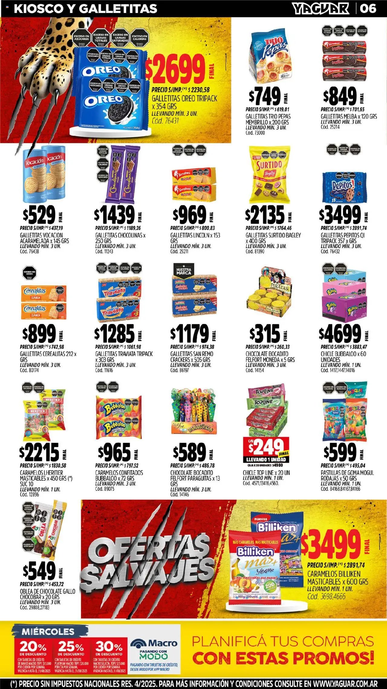 Yaguar catálogo │ válido desde el 11.08.2025 | Página: 6 | Productos: Caja, Yogur, Chocolate, Chicle