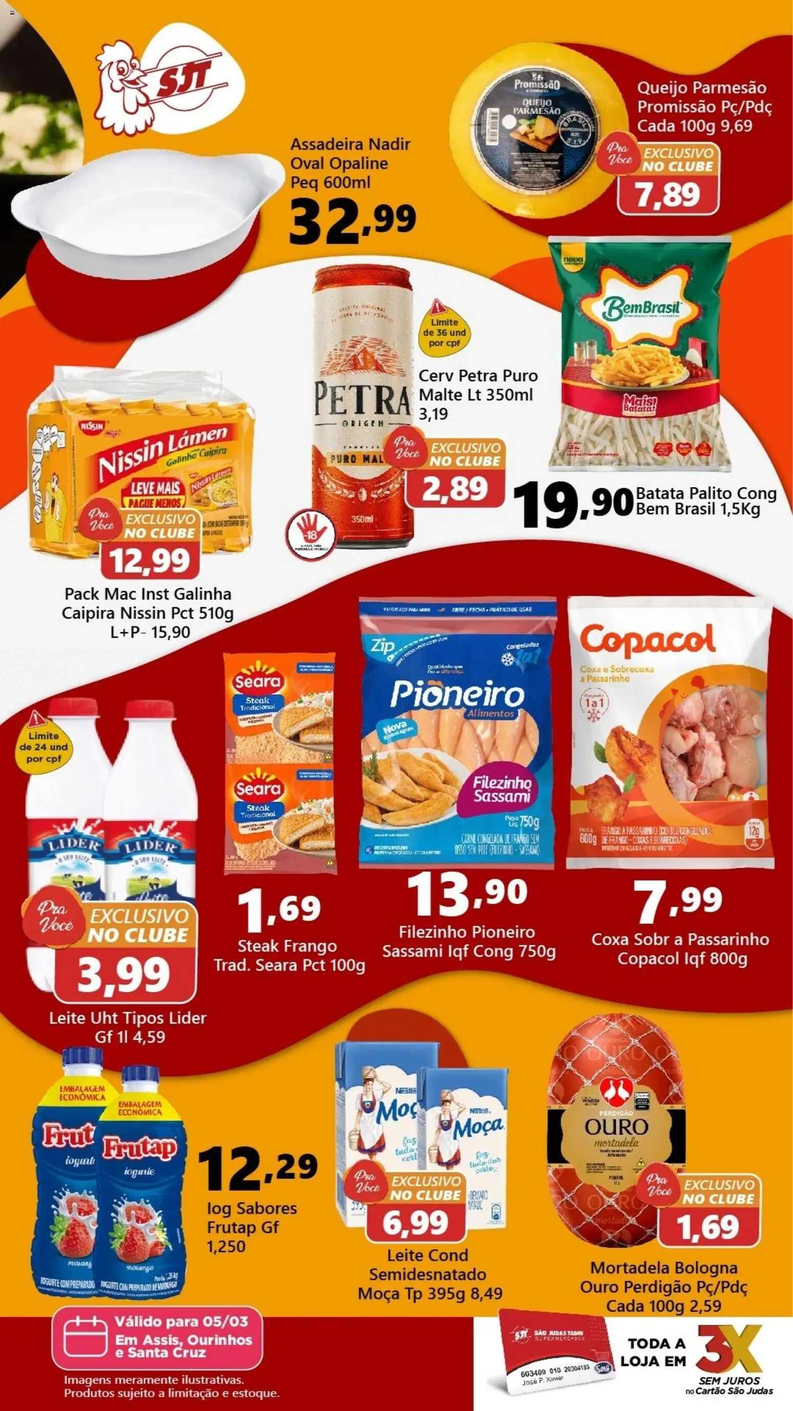 São Judas Tadeu Folheto - válido de 05.03.2026 | Página: 2 | Produtos: Leite, Mortadela, Carne, Frango