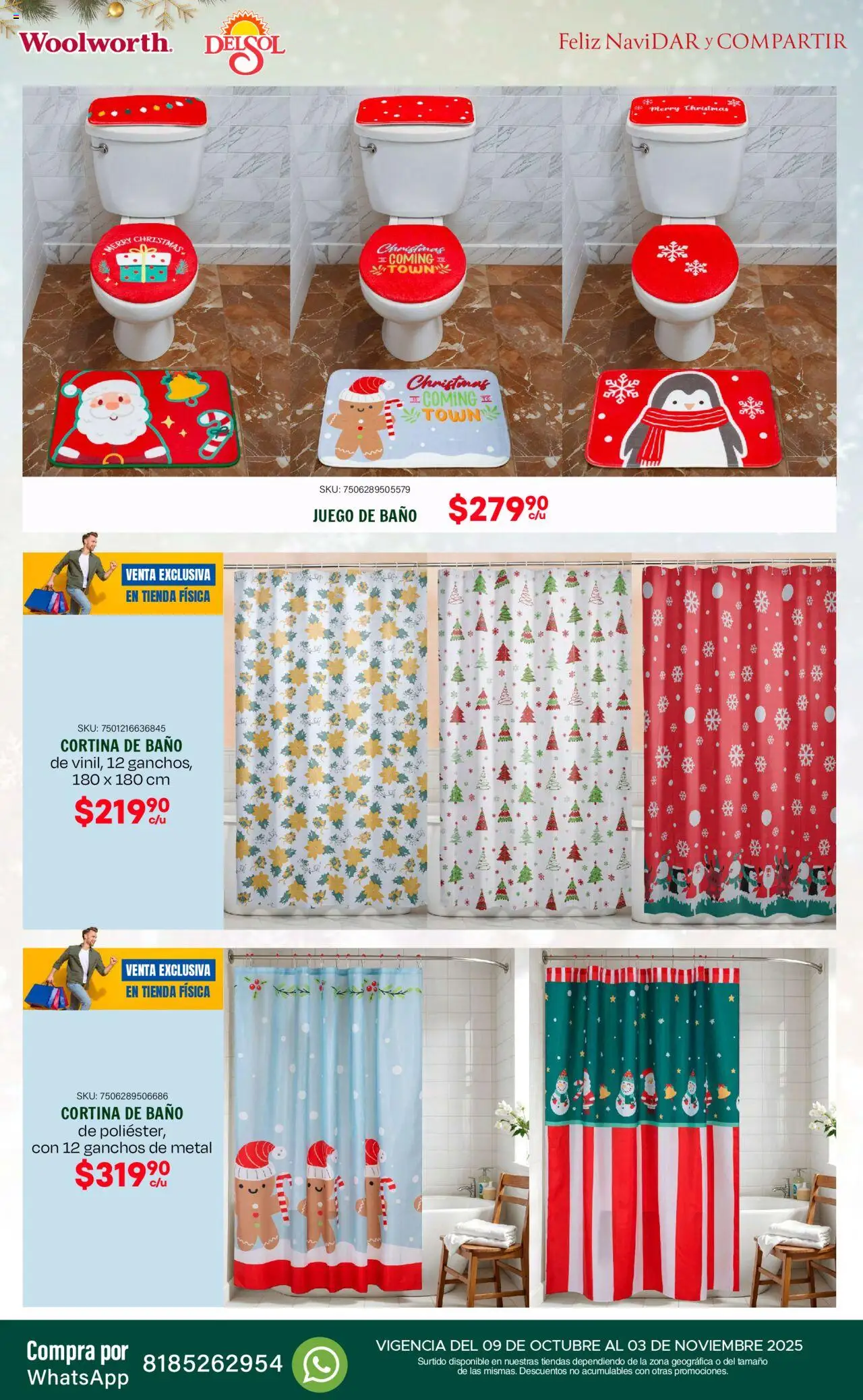 Nuevas ofertas de Del Sol y Woolworth válidas en toda la República Mexicana desde el 09.10.2025. ¡Encuentra las mejores ofertas en Del Sol y Woolworth - Catálogo Feliz NaviDar y Compartir ! | Página: 20 | Productos: Juego, Baño