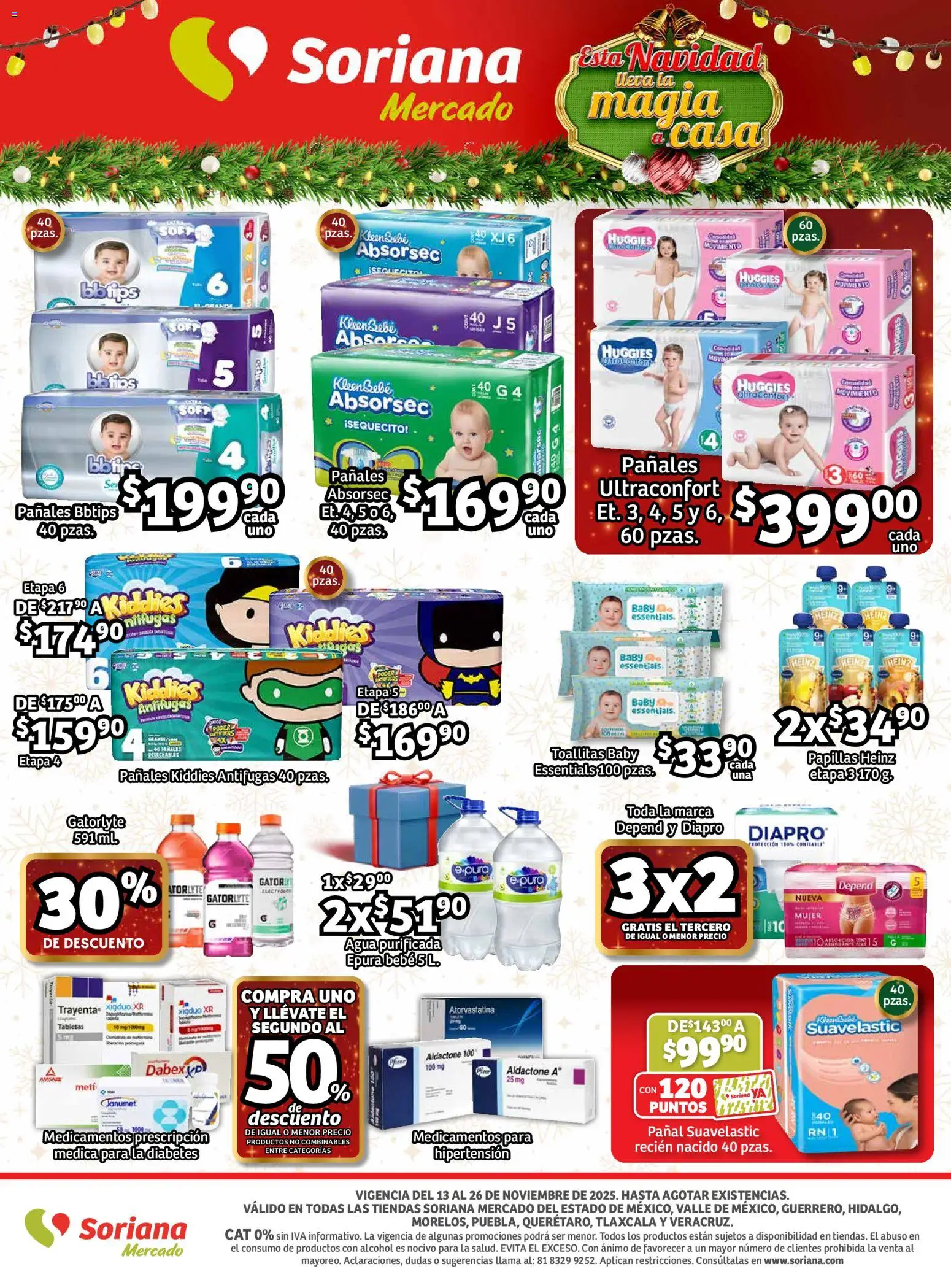 Nuevas ofertas de Soriana válidas en toda la República Mexicana desde el 13.11.2025. ¡Encuentra las mejores ofertas en Soriana - Pesito Valedor Mercado: Edo Mex, Valle De México, Gro, Hgo, Mor, Pue, Qto, Tlax, Ver! | Página: 16 | Productos: Agua, Pañales