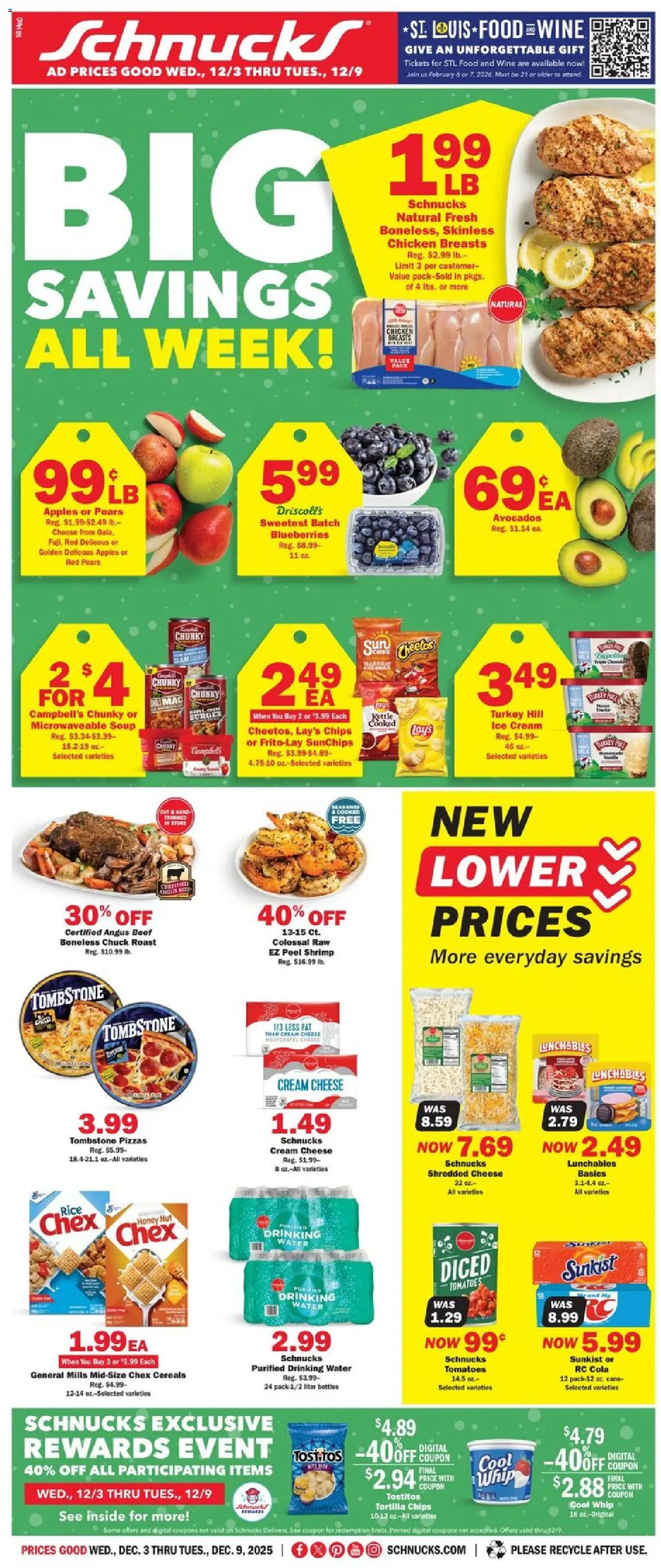 Schnucks Weekly Ad - valid from 03.12.2025 | Page: 1 | Products: Rice, Beef, Water, Blueberries