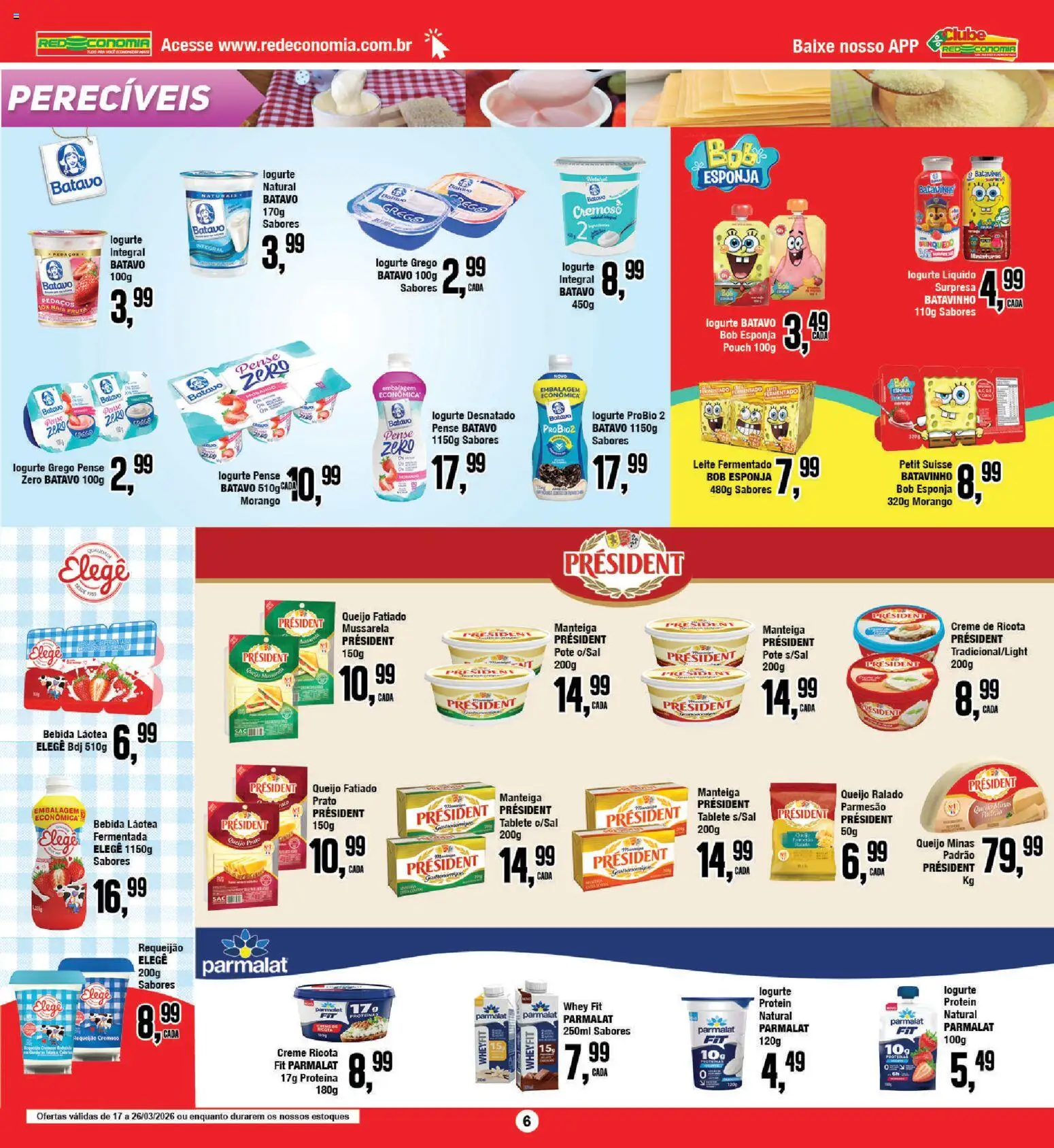 RedEconomia Folheto - válido de 17.03.2026 | Página: 6 | Produtos: Parmesão, Ricota, Bebida, Mussarela