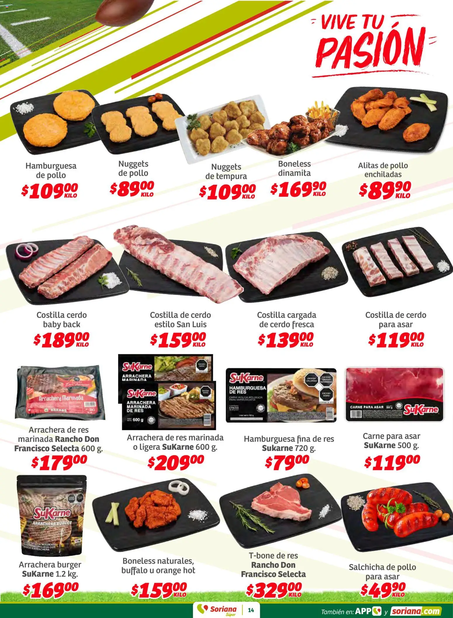 Nuevas ofertas de Soriana válidas en toda la República Mexicana desde el 30.01.2026. ¡Encuentra las mejores ofertas en Soriana - Preciazazaso Súper: Frontera Chia, Q. Roo! | Página: 14 | Productos: Pollo, Salchicha, Cerdo, Res