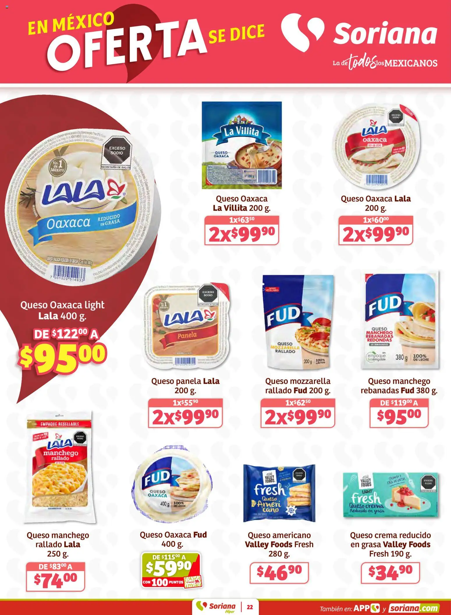 Nuevas ofertas de Soriana válidas en toda la República Mexicana desde el 27.02.2026. ¡Encuentra las mejores ofertas en Soriana Preciazazaso Híper: Coah, Tamaulipas! | Página: 22 | Productos: Queso crema, Crema, Leche, Queso