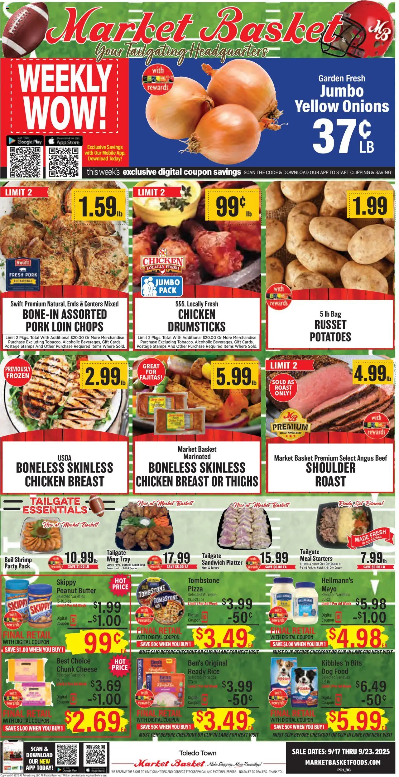 Market Basket Leesville, Many - valid from 17.09.2025 | Page: 1 | Products: Cheese, Ham, Pepper, Bag