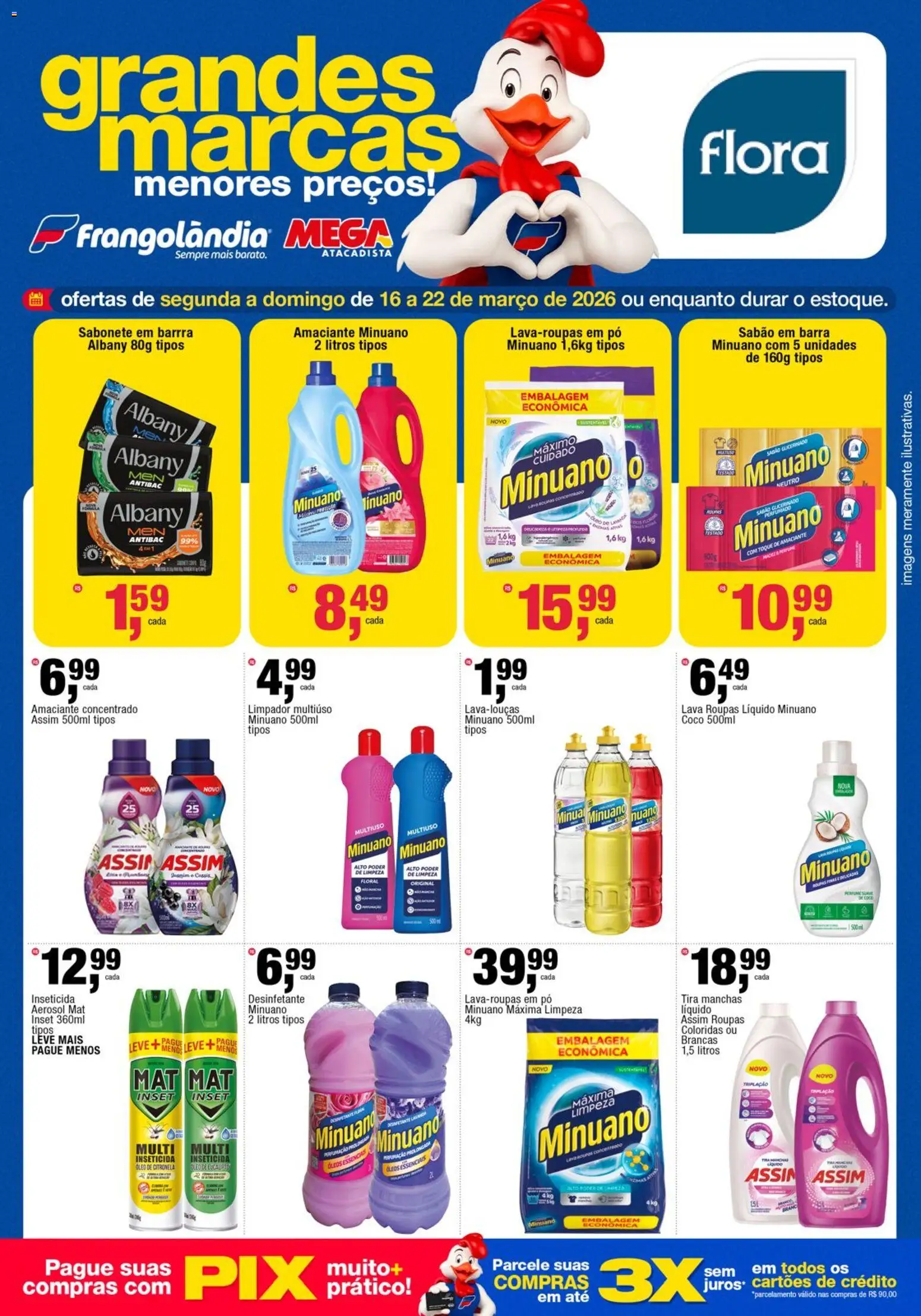 Frangolândia Folheto - válido de 16.03.2026 | Página: 1 | Produtos: Sabão em barra, Limpador multiuso, Roupas, Desinfetante