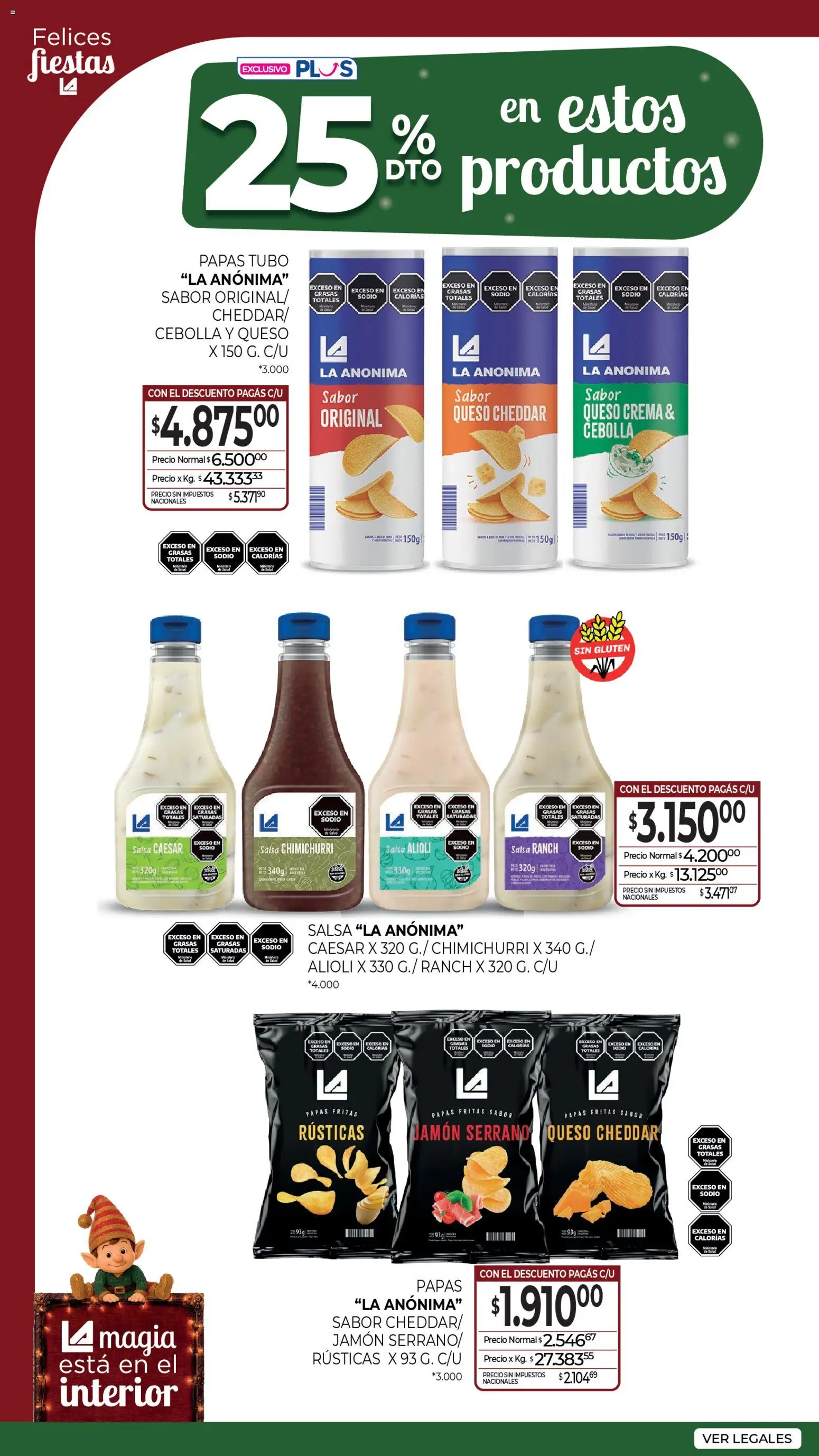 La Anonima Marca Propia Fiestas │ válido desde el 18.12.2025 | Página: 19 | Productos: Cebolla, Queso, Papas fritas, Crema