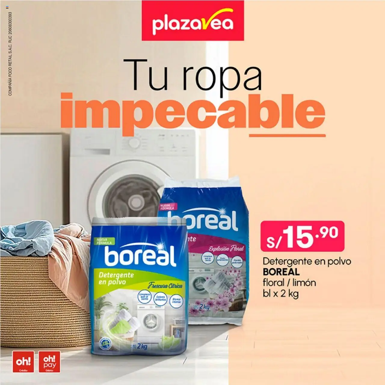 Catálogo Plaza Vea válido desde 04.08.2025 | Página: 1 | Productos: Detergente, Ropa, Polvo