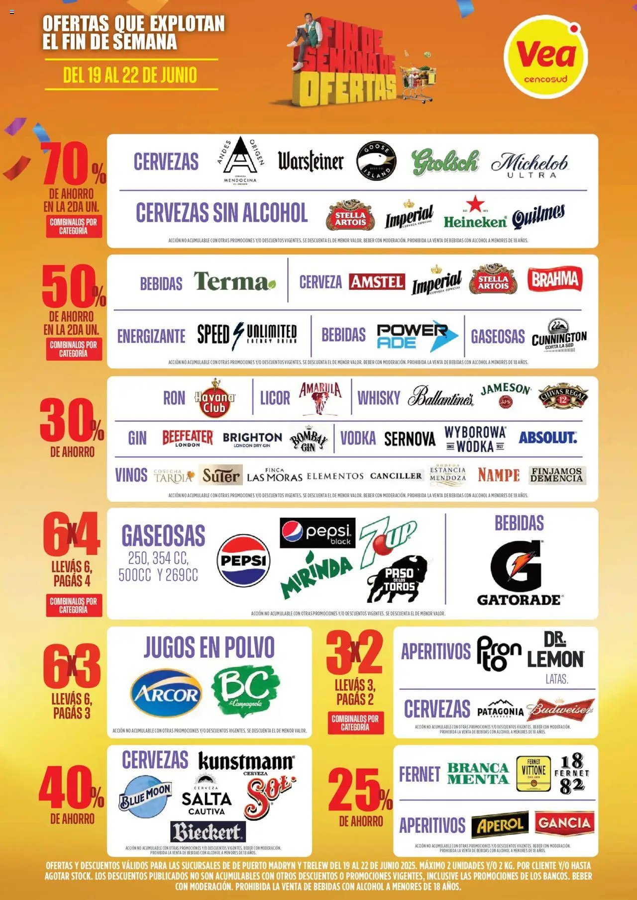 Vea - Ofertas fin de semana Chubut │ válido desde el 19.06.2025 | Página: 5 | Productos: Vodka, Polvo, Gin, Fernet
