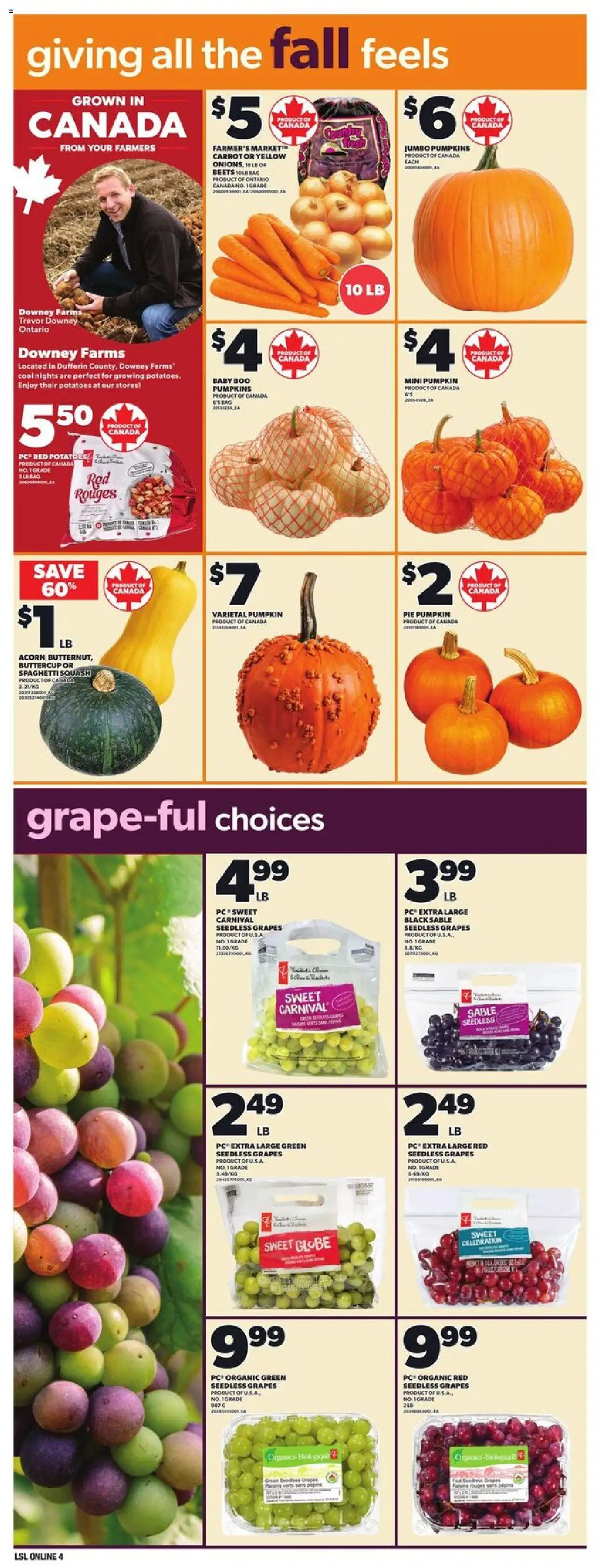 Loblaws flyer valid from 25.09.2025 | Page: 11 | Products: Carrot, PC, Potatoes, Pumpkin