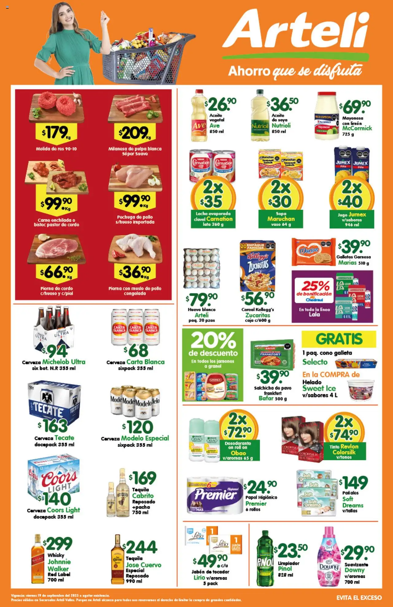 Nuevas ofertas de Arteli válidas en toda la República Mexicana desde el 19.09.2025. ¡Encuentra las mejores ofertas en Arteli - Folleto Valles! | Página: 1 | Productos: Milanesa, Salchicha, Cerveza, Suavizante