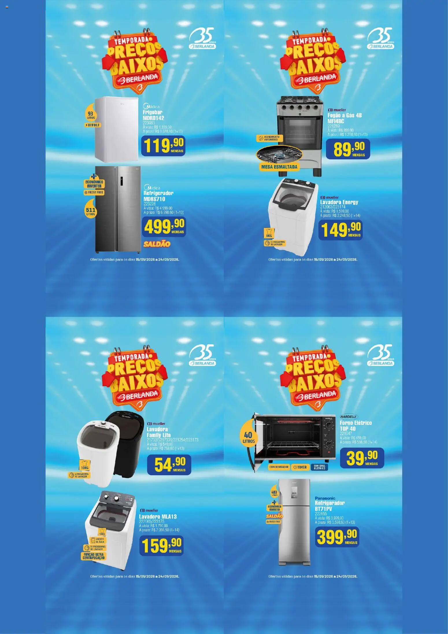Berlanda Folheto - válido de 15.01.2026 | Página: 6 | Produtos: Forno, Grill, Refrigerador, Mesa