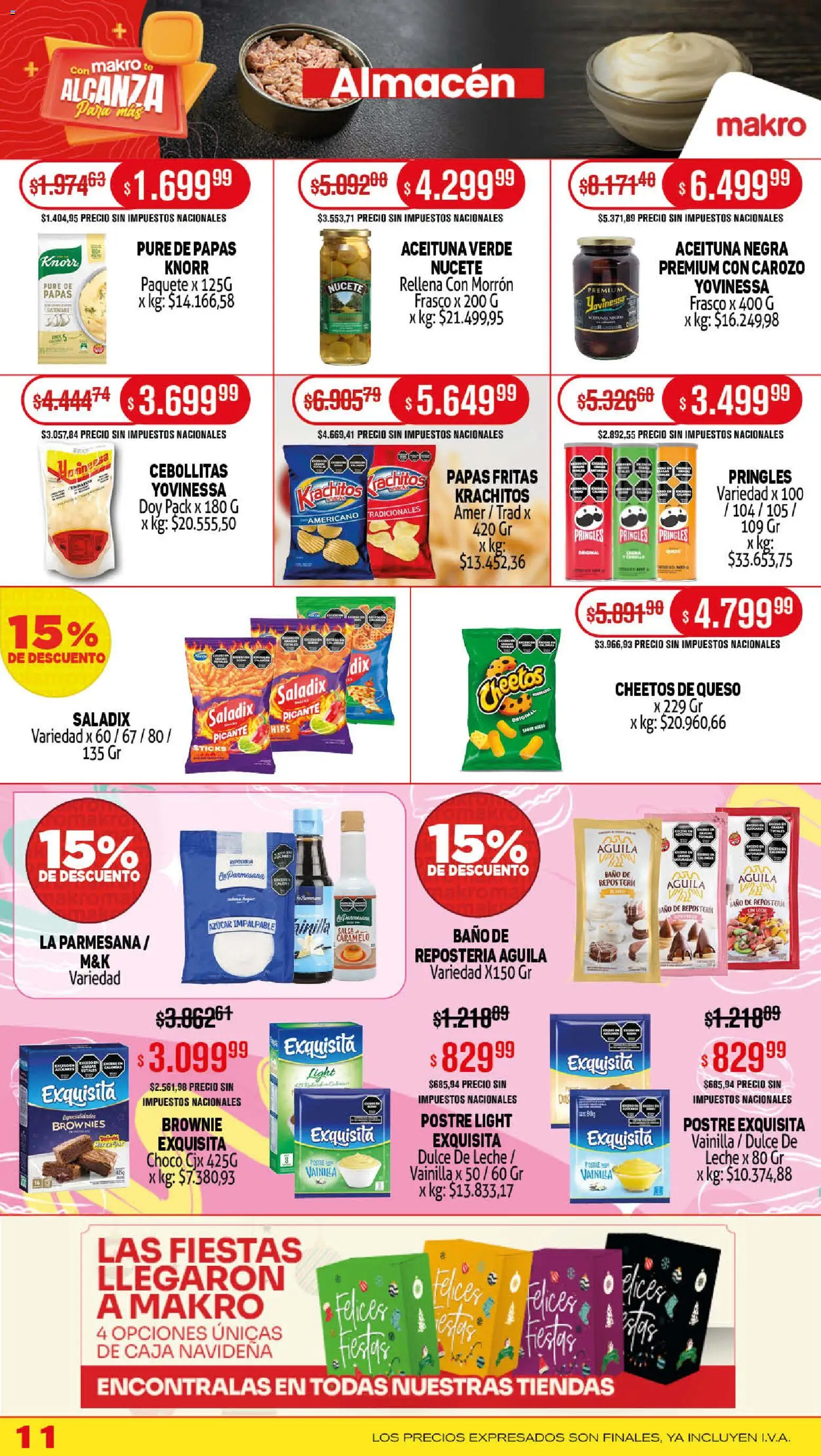 Makro ofertas │ válido desde el 13.11.2025 | Página: 11 | Productos: Caja, Queso, Té, Papas fritas