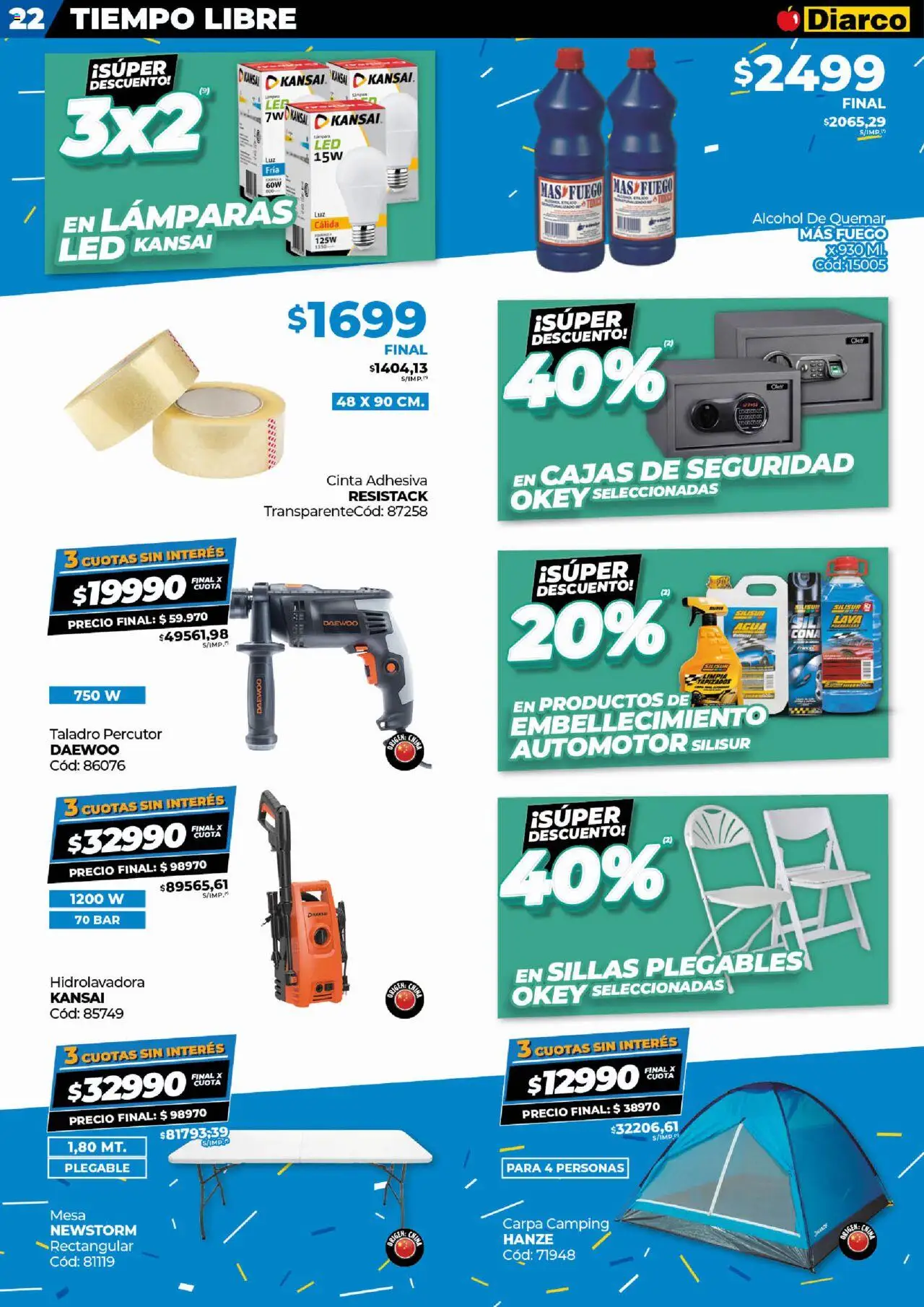 Diarco ofertas │ válido desde el 15.09.2025 | Página: 22 | Productos: Carpa, Mesa, Taladro, Hidrolavadora