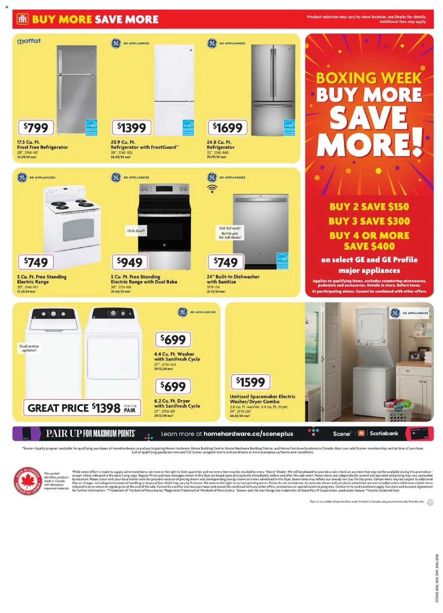 Home Hardware flyer valid from 18.12.2025 | Page: 4 | Products: Refrigerator, Dryer, Dishwasher