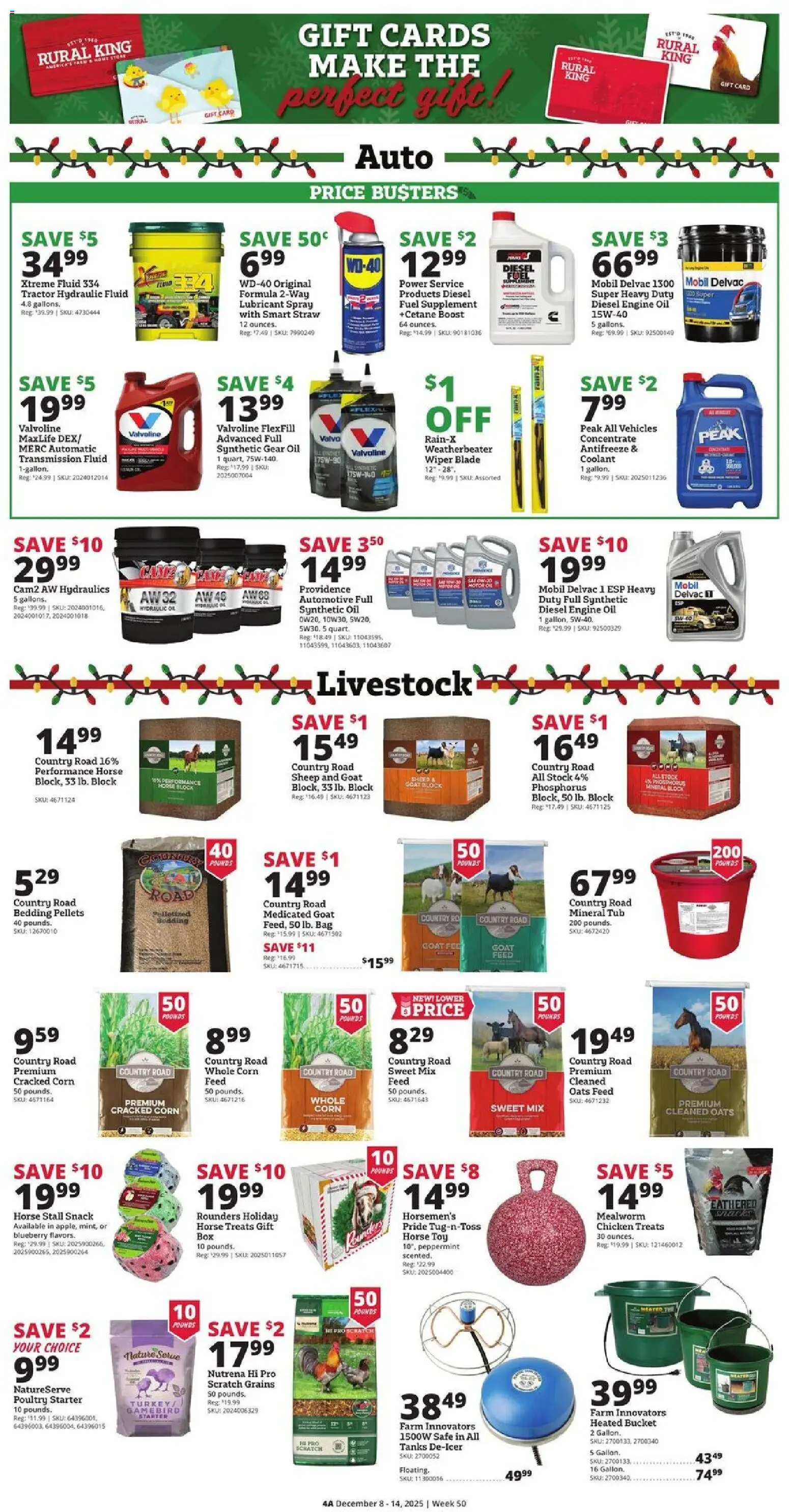 Rural King Weekly Ad - valid from 08.12.2025 | Page: 4 | Products: Coat, Gear Oil, Poultry, Bag