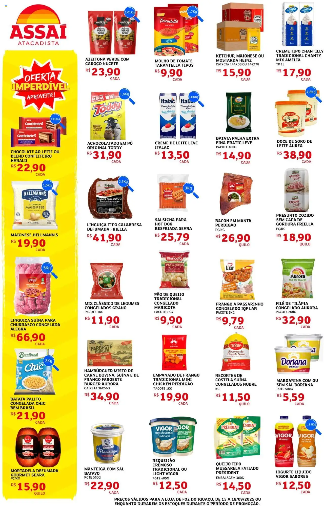 Assaí Atacadista Folheto - válido de 15.09.2025 | Página: 2 | Produtos: Achocolatado, Mortadela, Filé de tilápia, Margarina
