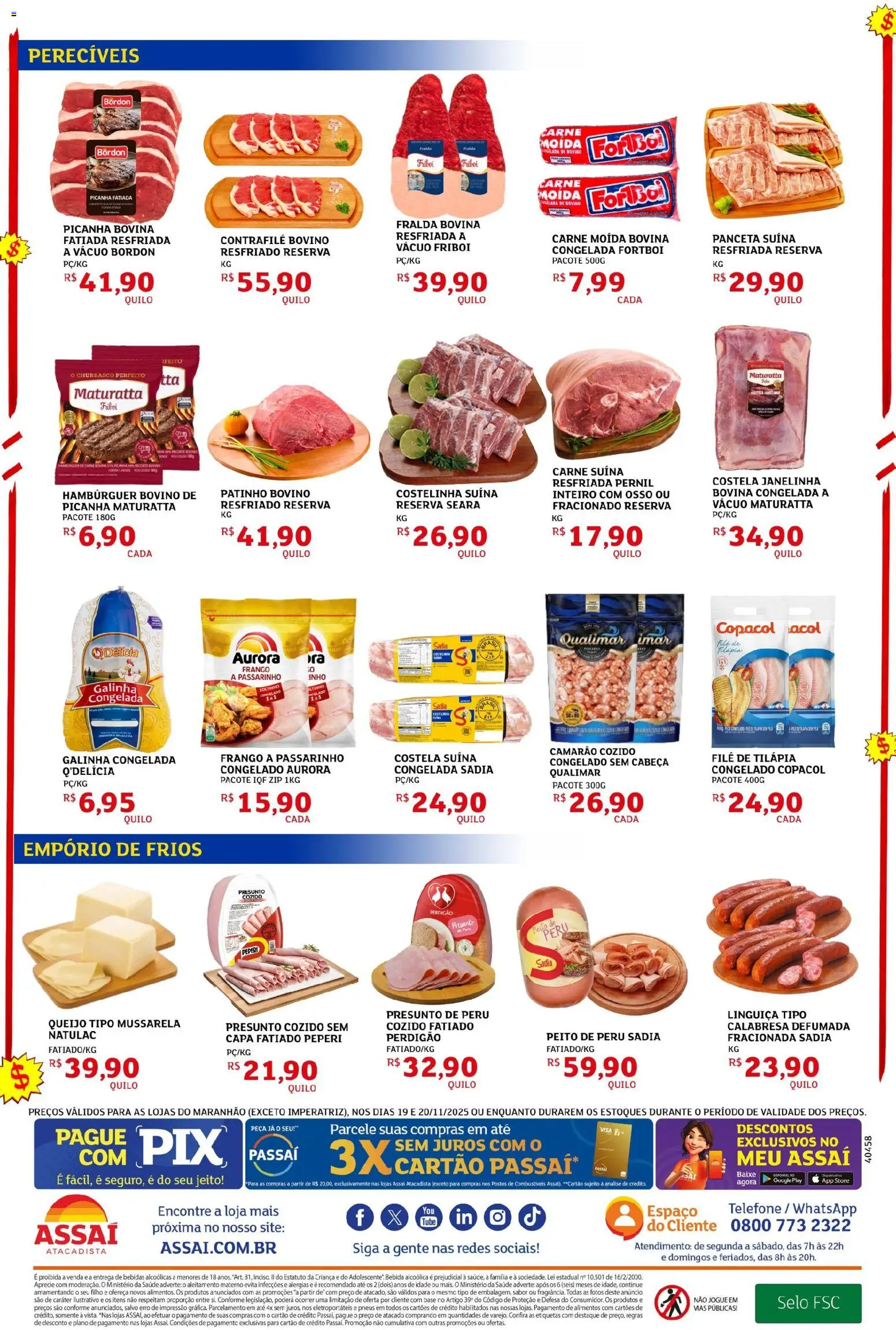 Assaí Atacadista Folheto - válido de 20.11.2025 | Página: 2 | Produtos: Picanha, Camarão, Queijo, Filé de tilápia