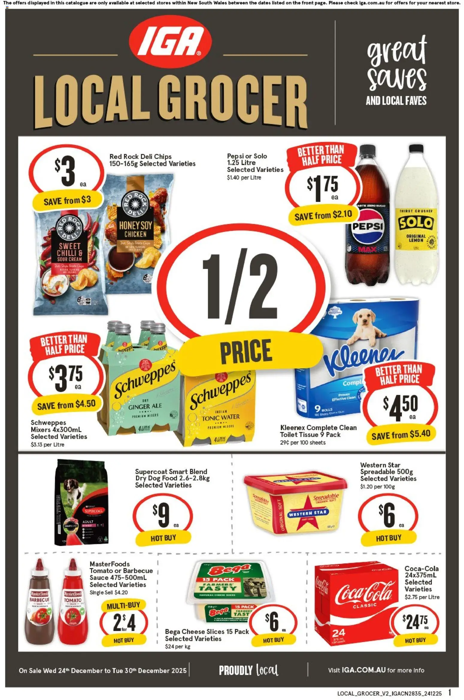 IGA catalogue - valid from 24.12.2025 | Page: 1 | Products: Cheese, Pepsi, Chips, Cream
