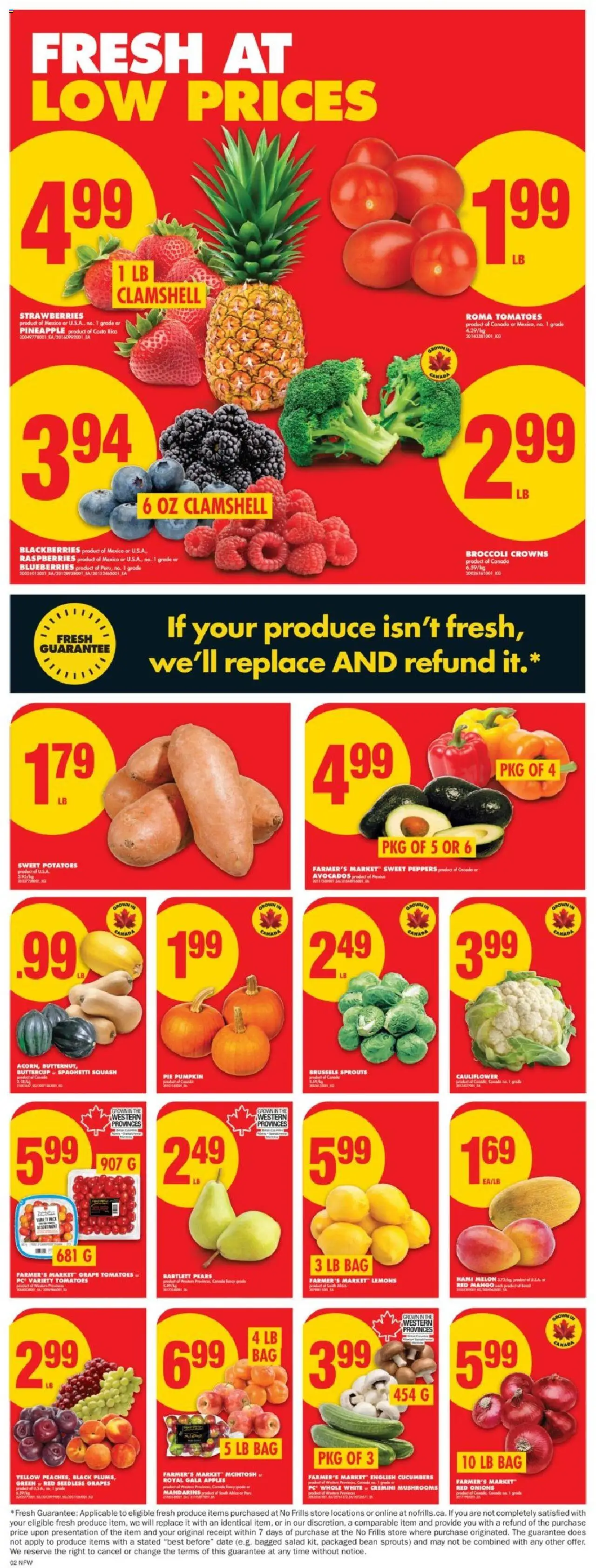 No Frills flyer valid from 02.10.2025 | Page: 2 | Products: Pineapple, Strawberries, Bag, Apples
