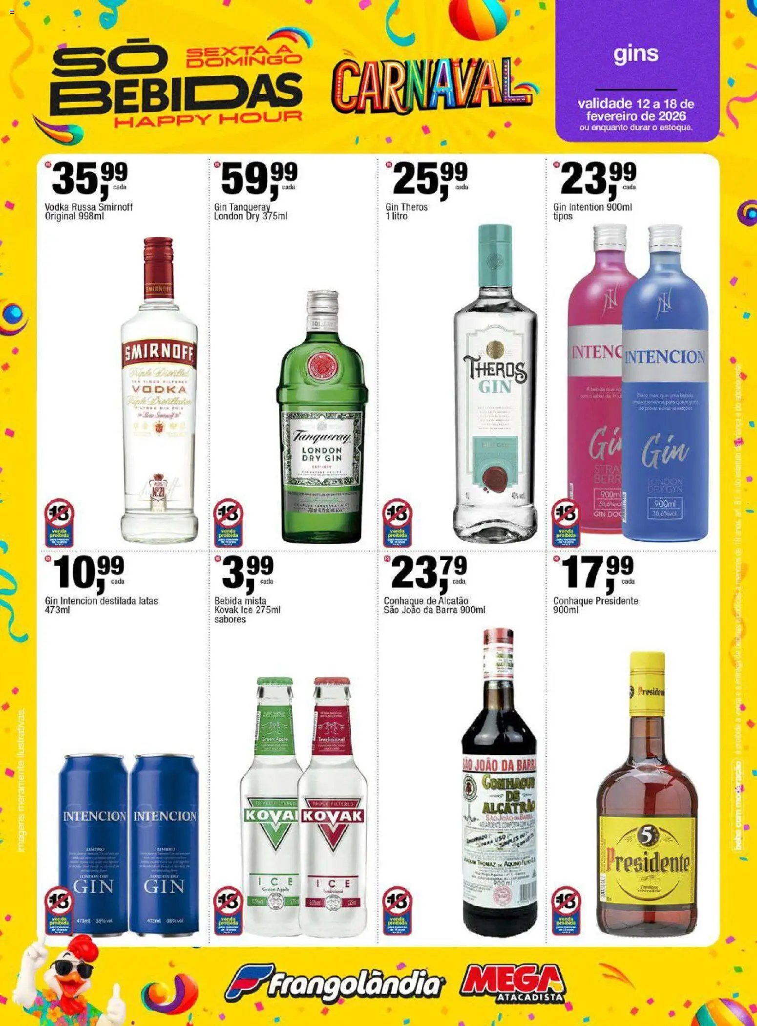 Frangolândia Folheto - válido de 12.02.2026 | Página: 4 | Produtos: Conhaque, Gin, Vodka, Bebida