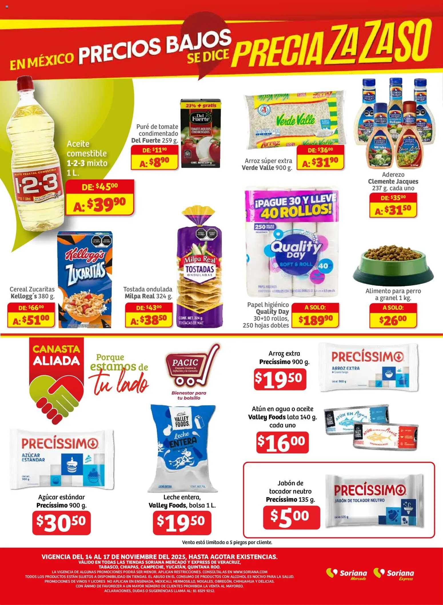 Nuevas ofertas de Soriana válidas en toda la República Mexicana desde el 15.11.2025. ¡Encuentra las mejores ofertas en Soriana - Ahorratón Mercado: Ver, Tab, Chis, Camp, Yuc y Q. Roo! | Página: 10 | Productos: Aderezo, Leche, Pure de Tomate, Jabón