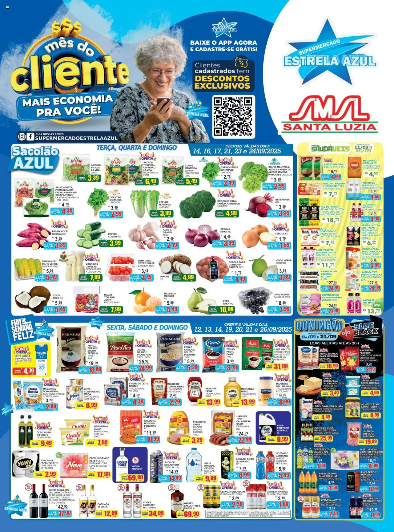 Estrela Azul Folheto - válido de 11.09.2025 | Página: 1 | Produtos: Macarrão, Ketchup, Vodka, Carne moída