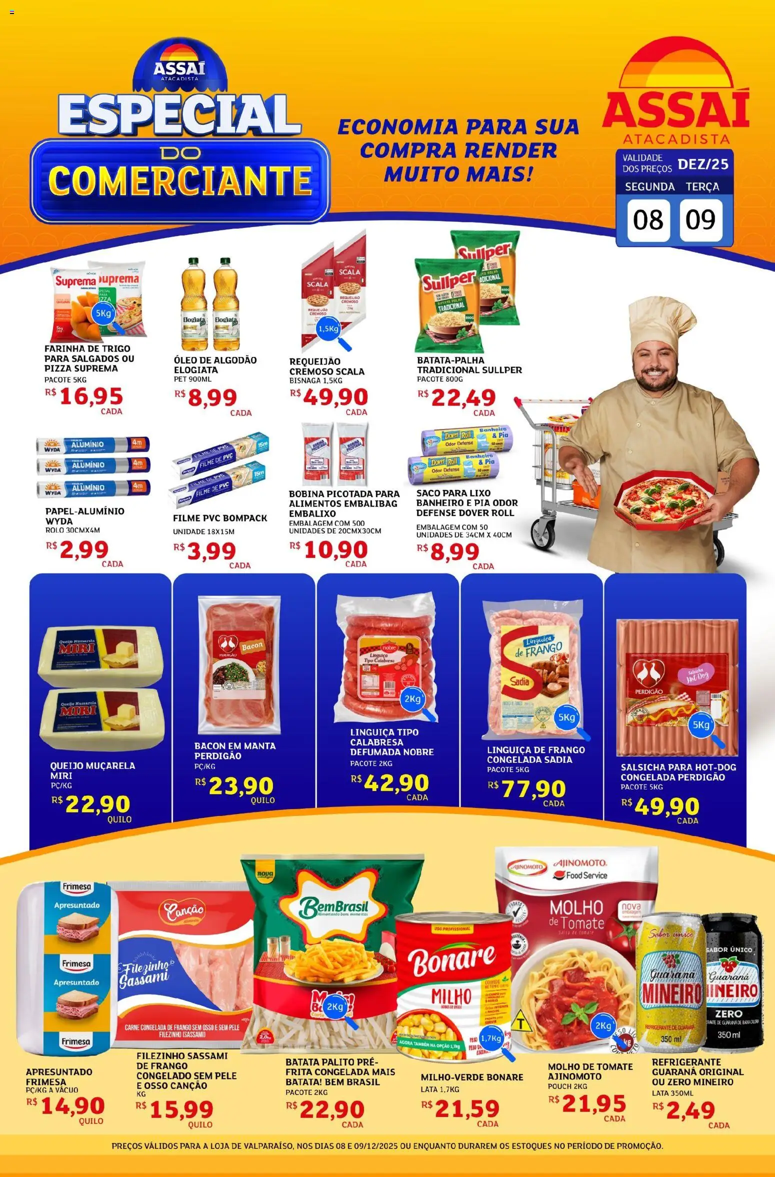 Assaí Atacadista Folheto - válido de 08.12.2025 | Página: 1 | Produtos: Saco para lixo, Óleo, Requeijão, Mussarela