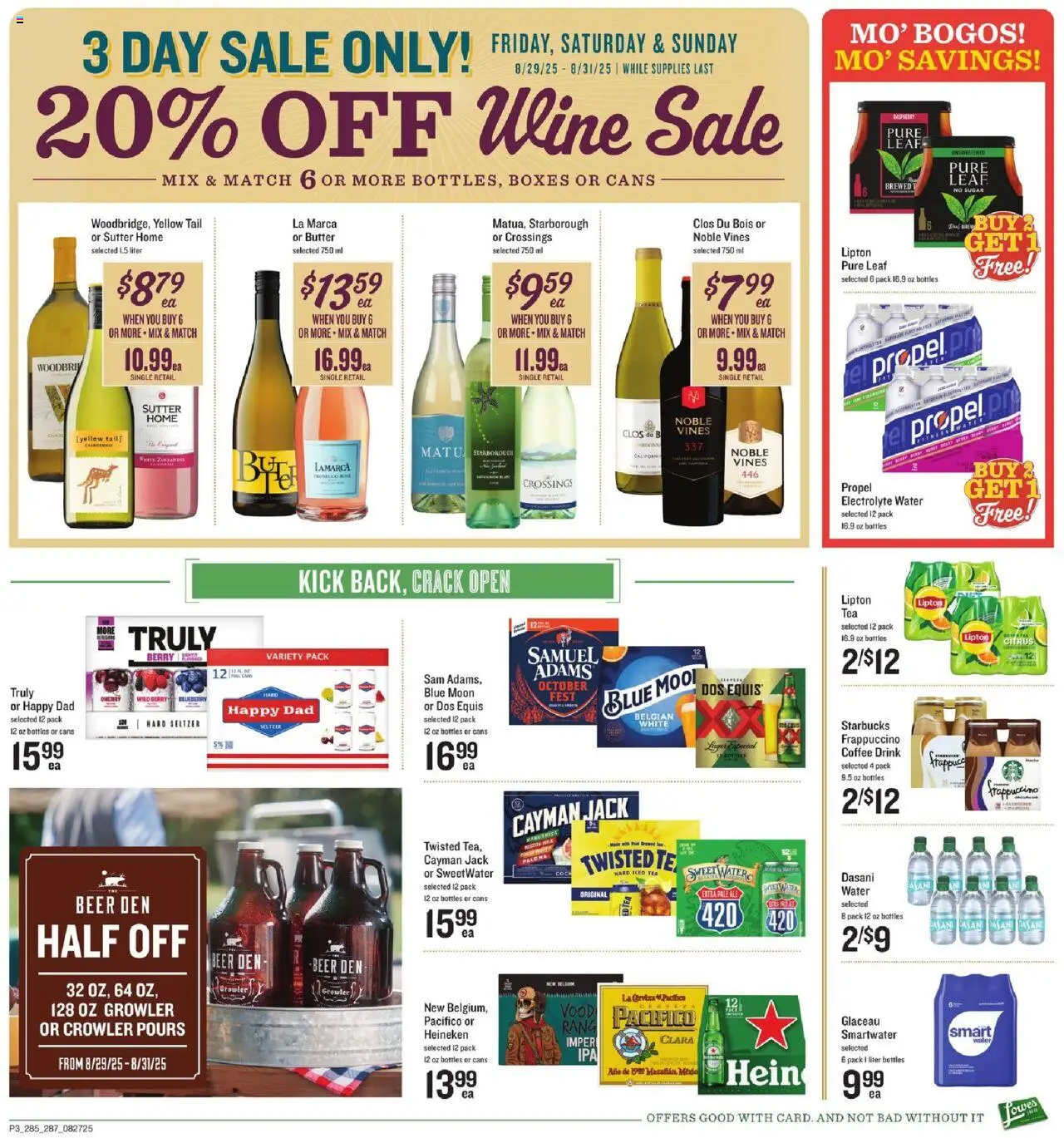 Lowes Foods Weekly Ad - NC - valid from 27.08.2025 | Page: 3 | Products: Butter, Wine, Beer, Water