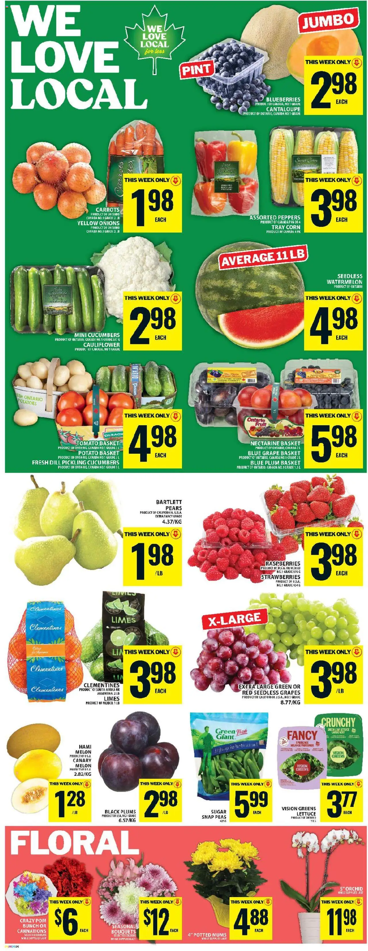 Food Basics flyer valid from 21.08.2025 | Page: 5 | Products: Strawberries, Cucumbers, Potatoes, Basket