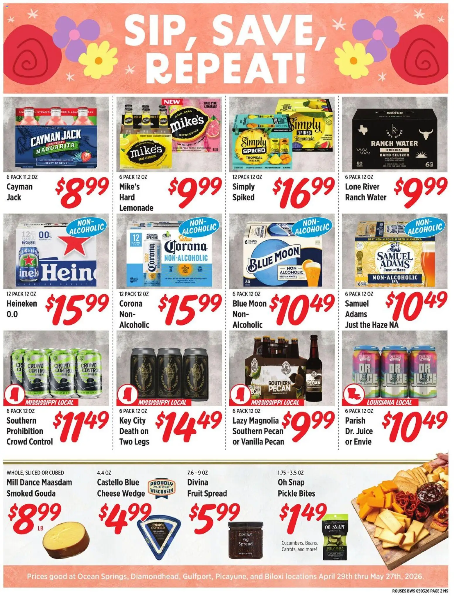 Rouses Monthly Beer Flyer - valid from 29.04.2026 | Page: 2 | Products: Pin, Cheese, Beer, Water