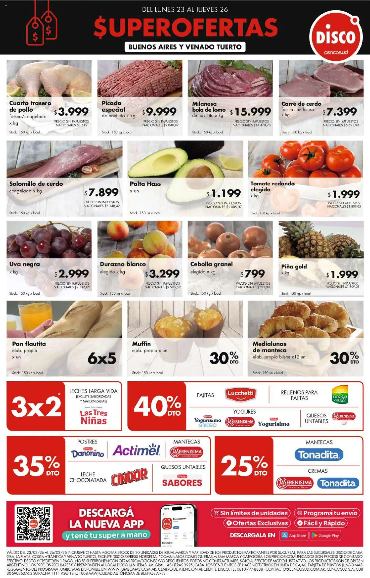 Disco ofertas │ válido desde el 22.02.2026 | Página: 1 | Productos: Cebolla, Milanesa, Leche, Piña