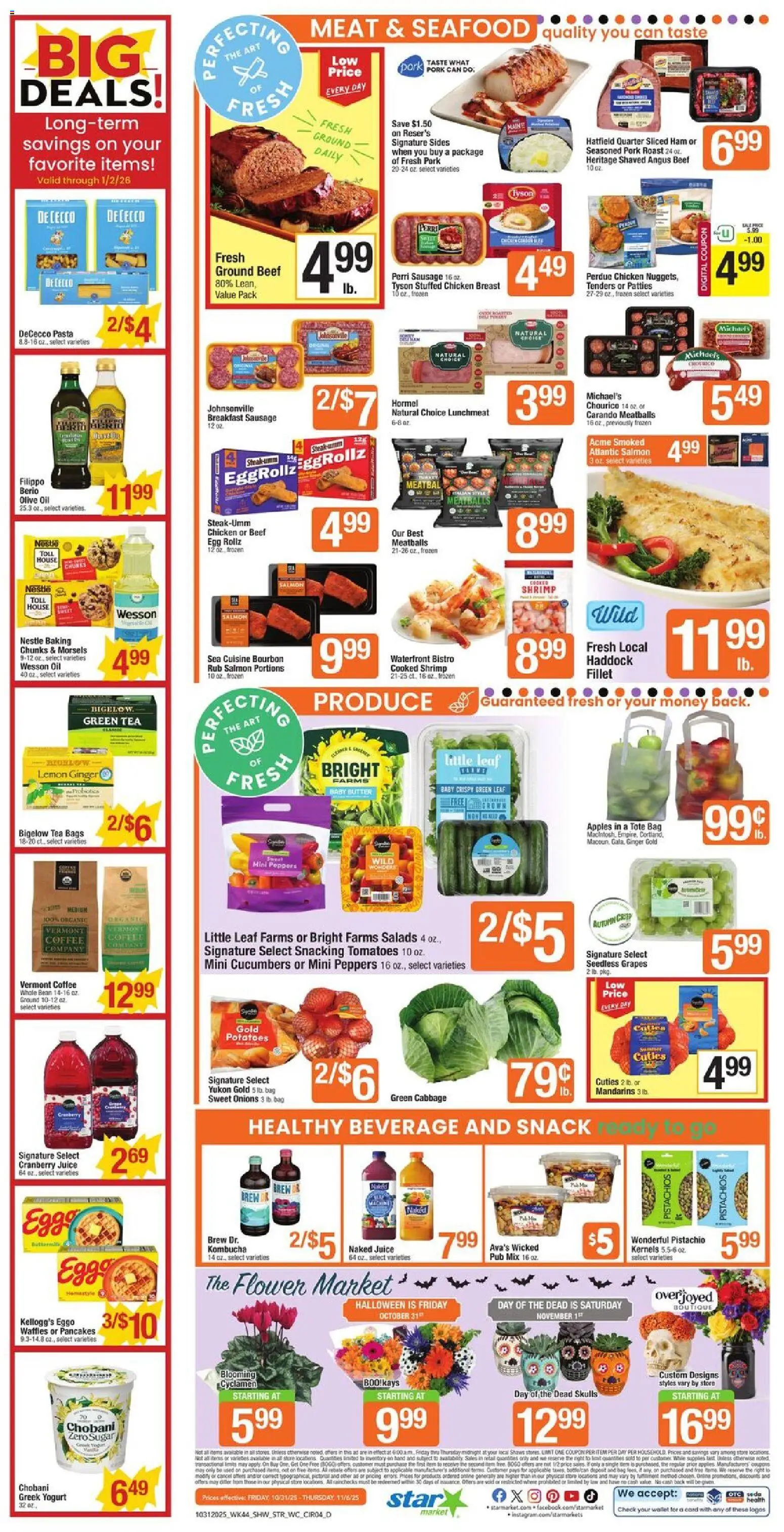 Star Market Weekly Ad - MA - valid from 31.10.2025 | Page: 4 | Products: Pork, Apples, Pasta, Grapes