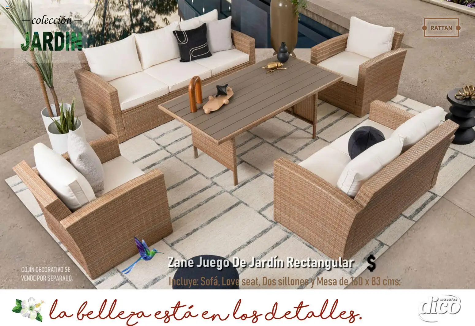 Nuevas ofertas de Muebles Dico válidas en toda la República Mexicana desde el 14.04.2026. ¡Encuentra las mejores ofertas en Muebles Dico catálogo Coleccion Jardin! | Página: 12 | Productos: Juego, Mesa