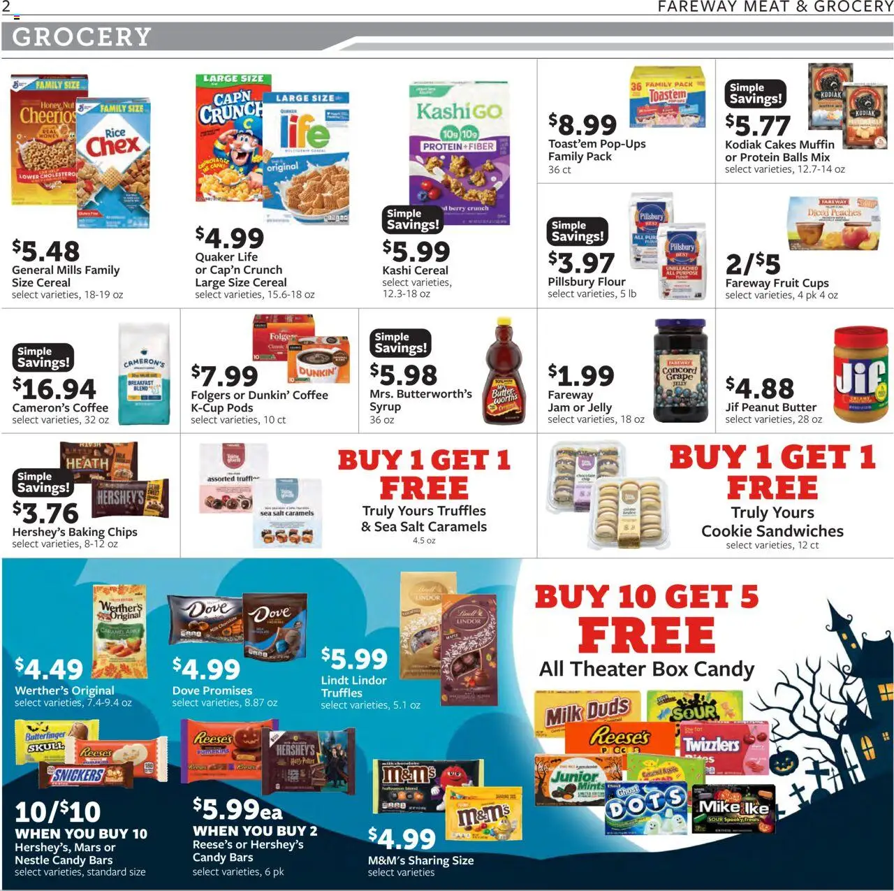 Fareway Weekly Ad - valid from 13.10.2025 | Page: 2 | Products: Peaches, Box, Butter, Chips