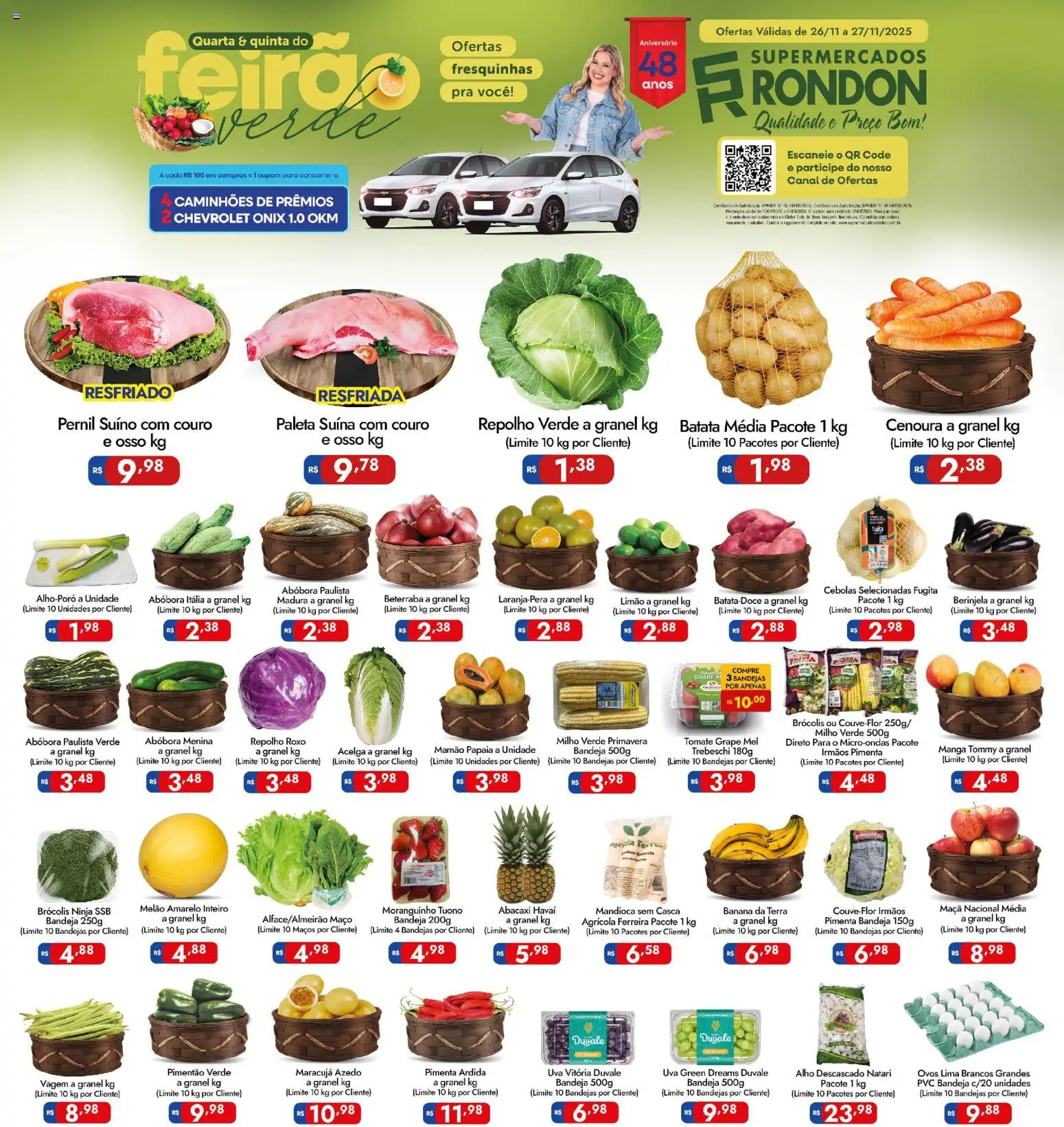 Supermercados Rondon Folheto - válido de 26.11.2025 | Página: 1 | Produtos: Beterraba, Pimenta, Mel, Mamão