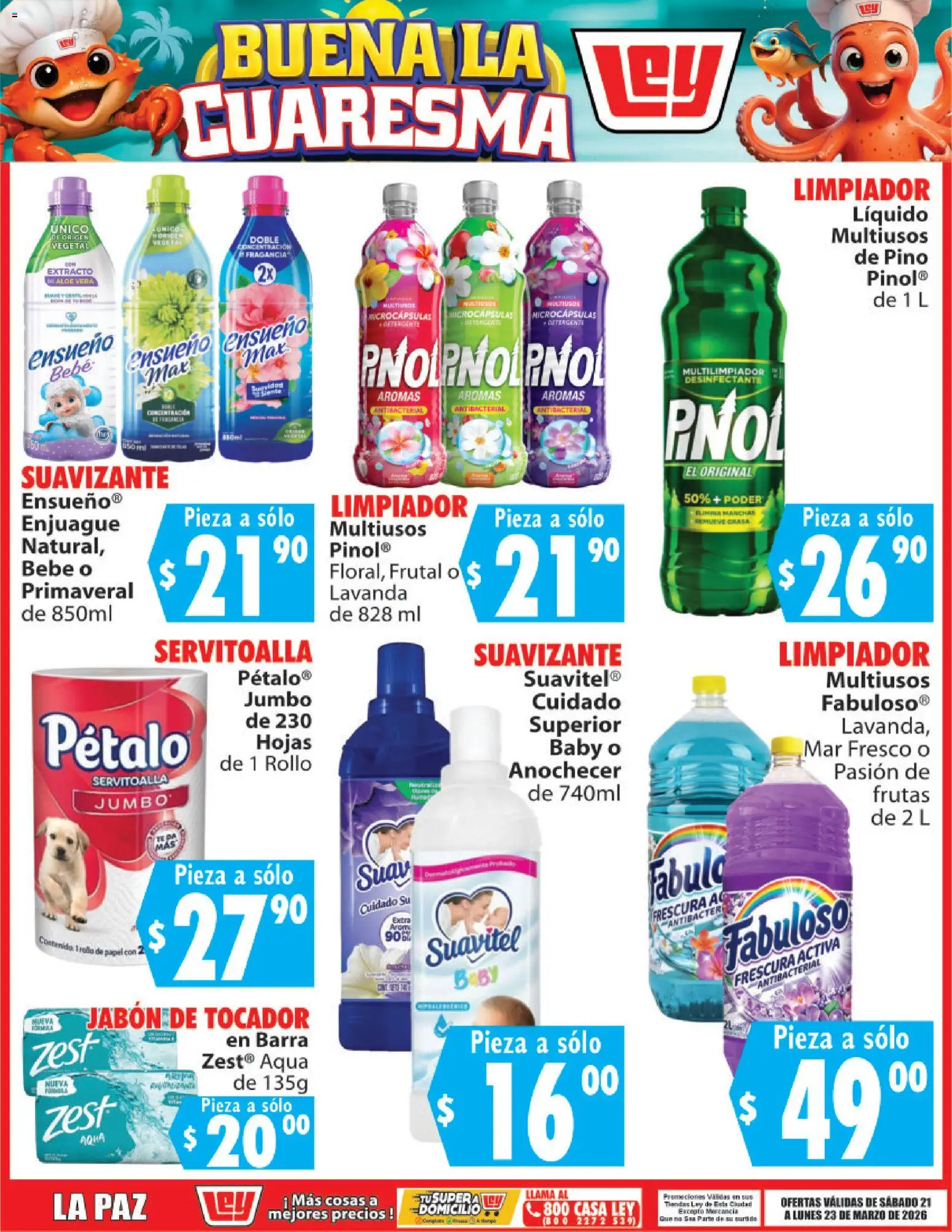 Nuevas ofertas de Casa Ley válidas en toda la República Mexicana desde el 21.03.2026. ¡Encuentra las mejores ofertas en Casa Ley folleto Buena la Cuaresma! | Página: 12 | Productos: Limpiador, Barra, Té, Jabón